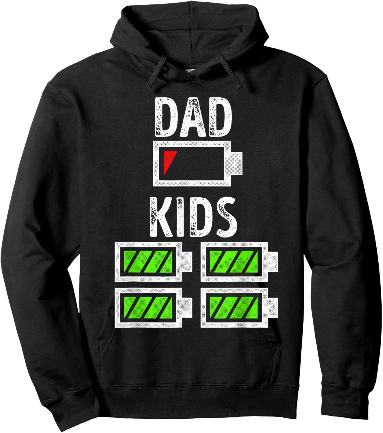 Dad of Four Low Battery Funny Father of 4 Kids Dad Hoodie - Hoodie | Black