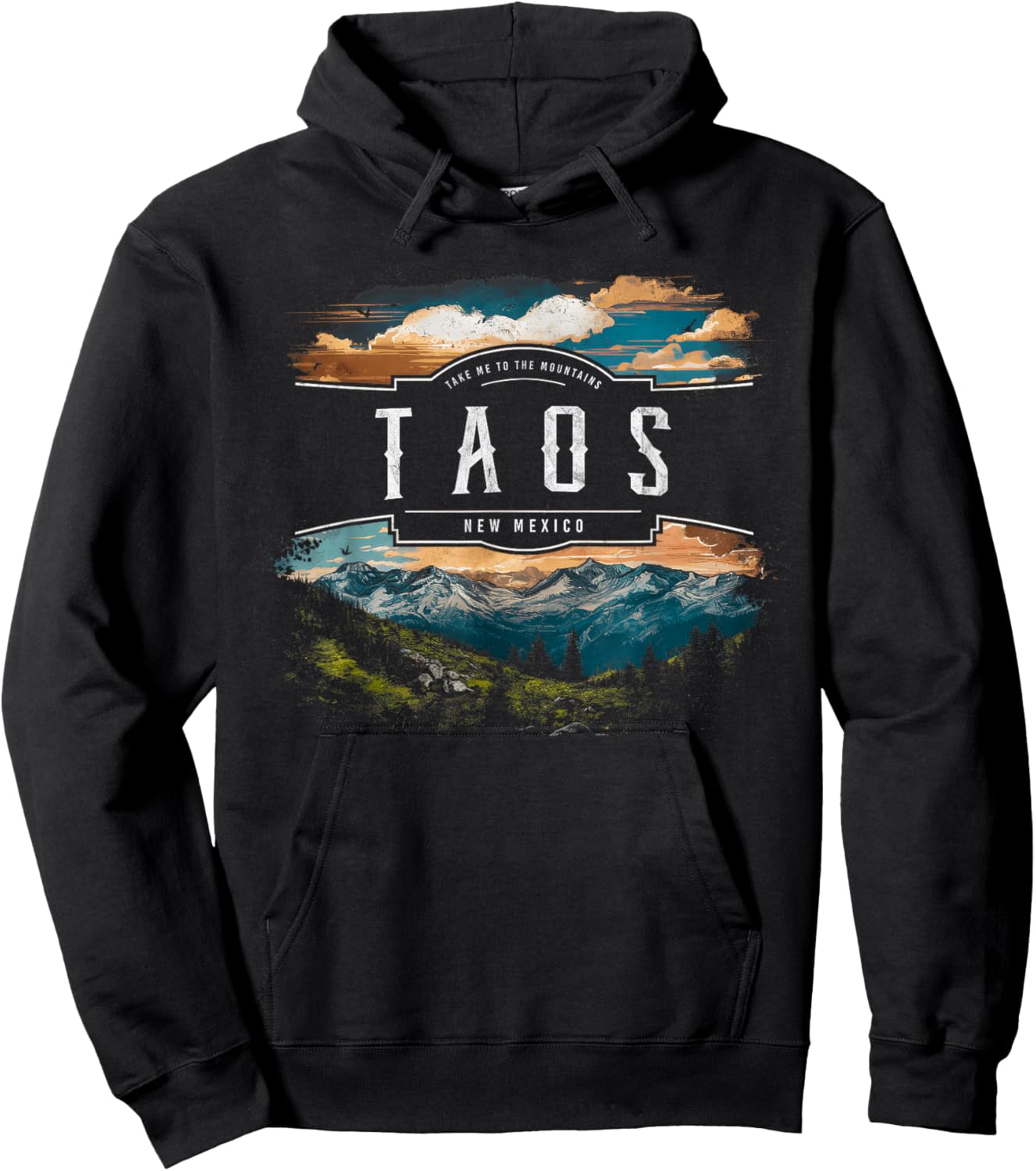 Taos Mountains New Mexico Hiking Outdoors Vintage Hoodie - Hoodie | Black