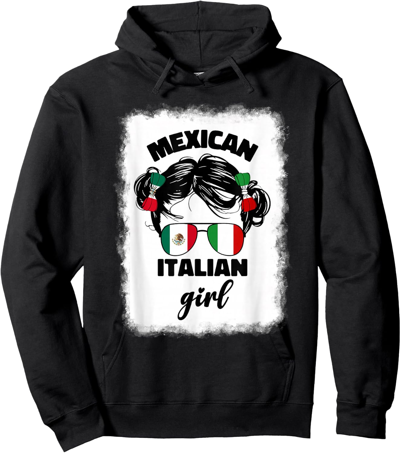 Girls Half Mexican And Italian Mexico Italy Flag Kids Girl Hoodie - Hoodie | Black