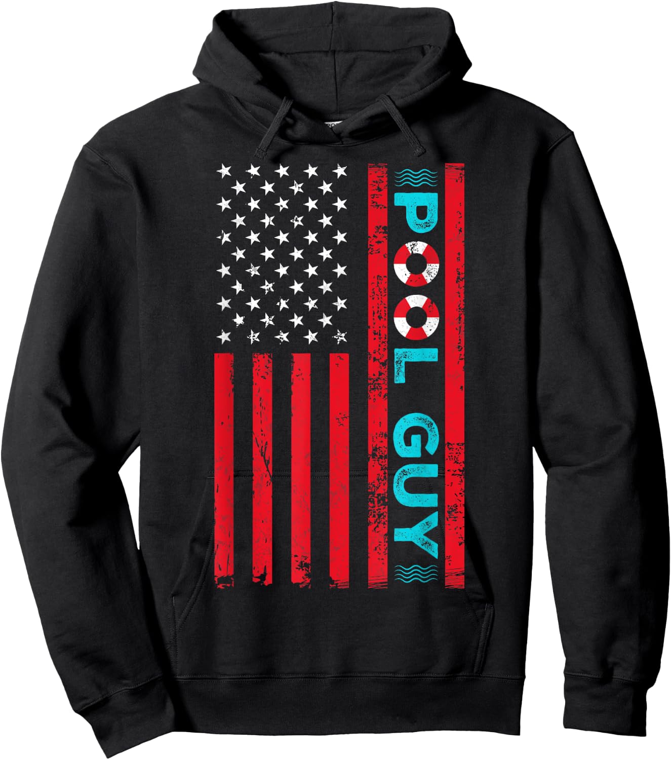 Pool Guy America Flag Maintenance Swimming Pool Hoodie - Hoodie | Black