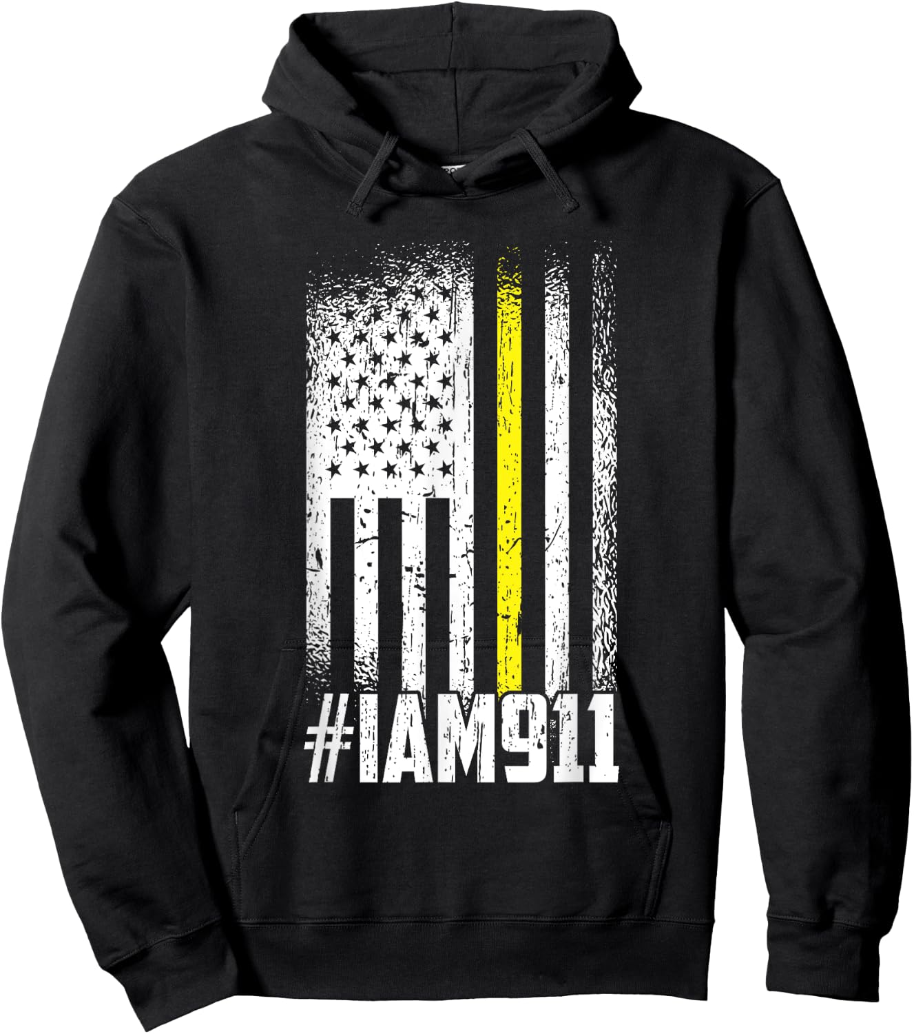 911 American Flag Dispatch-er USA Thin Gold Line Operator Hoodie - Hoodie | Black