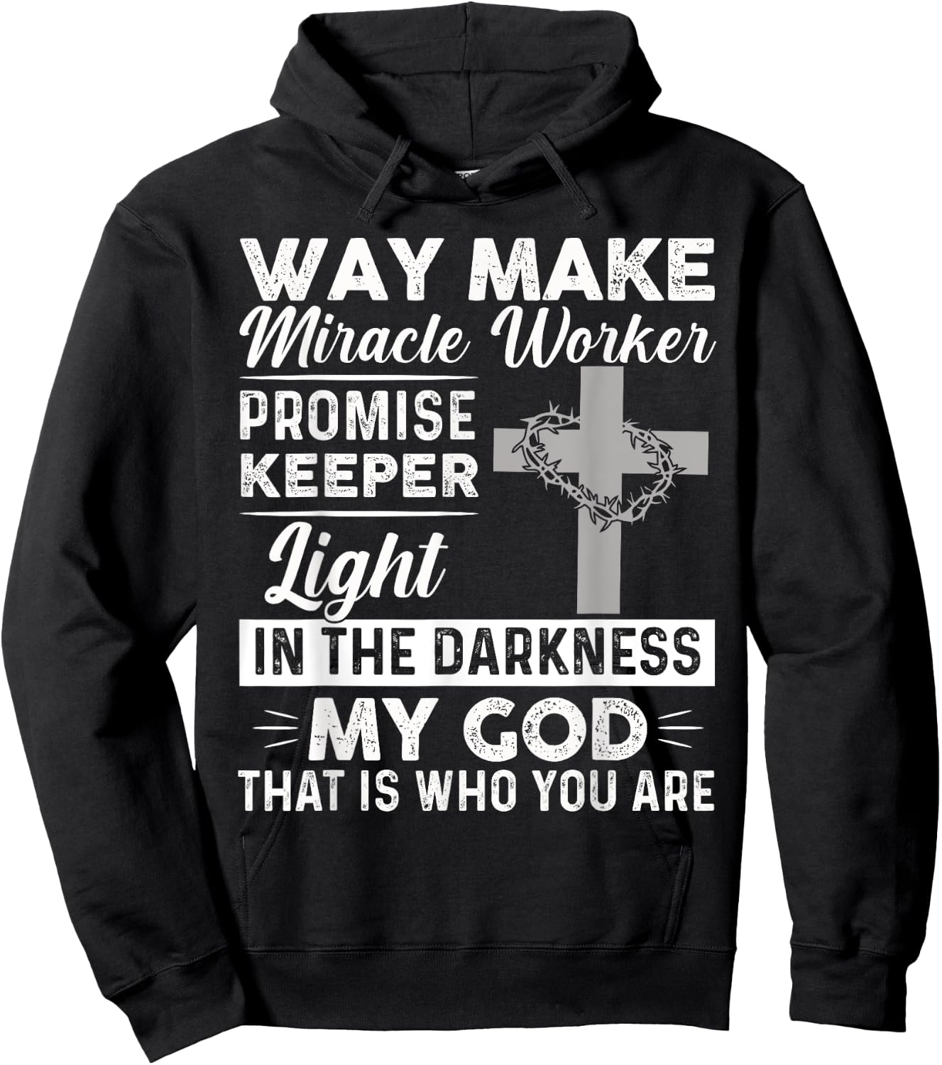 Waymaker Miracle Worker Promise Keeper Light Jesus Cross Hoodie - Hoodie | Black