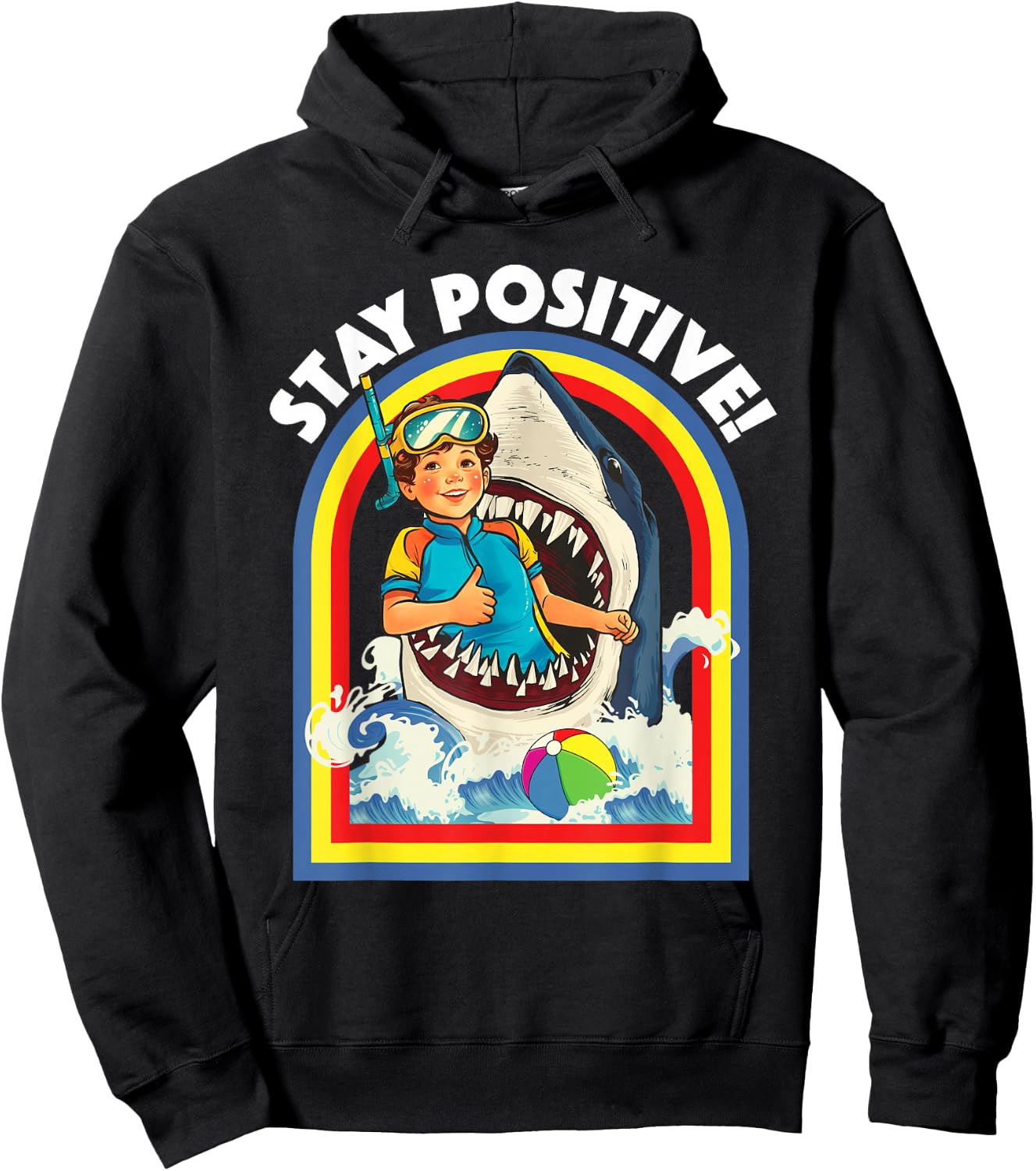 Stay Positive - Shark Lover Wildlife Ocean Sea Animal Lover Hoodie - Hoodie | Black