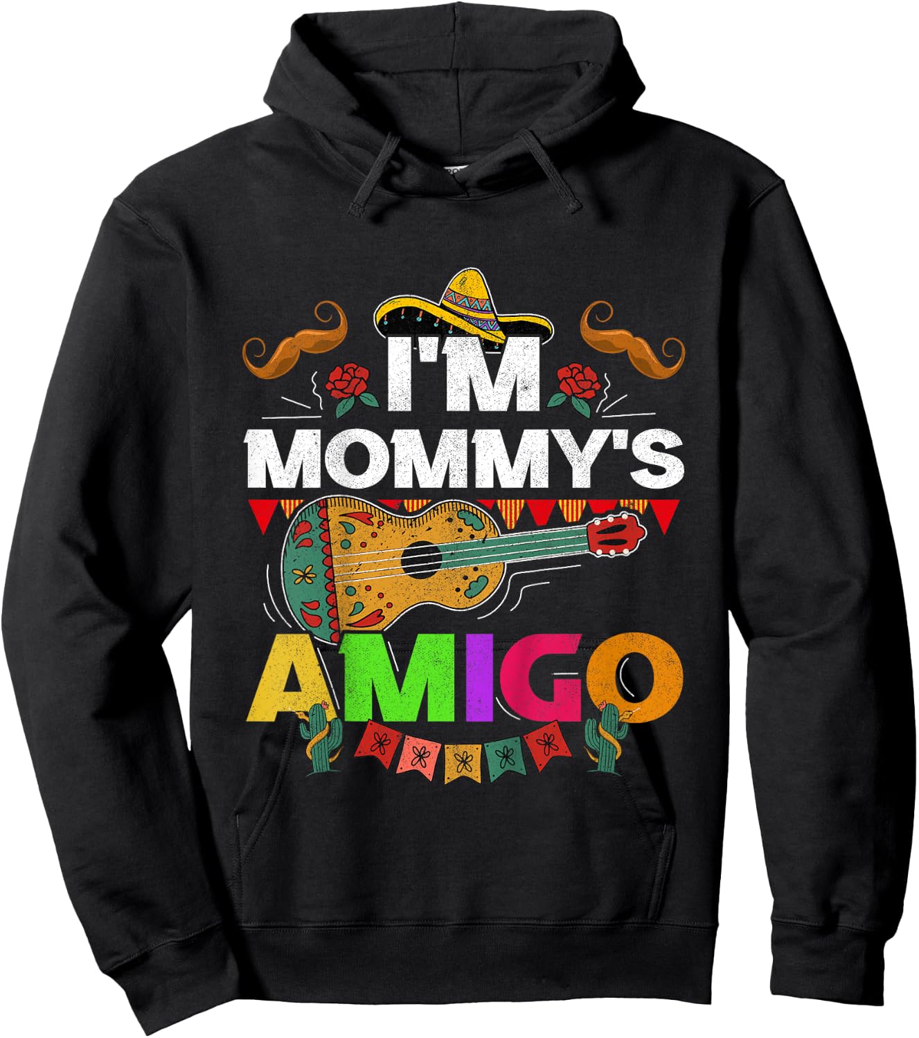 Kids I'm Mommy's Amigo Cinco De Mayo Boy Mariachi Mexican Toddler Hoodie - Hoodie | Black