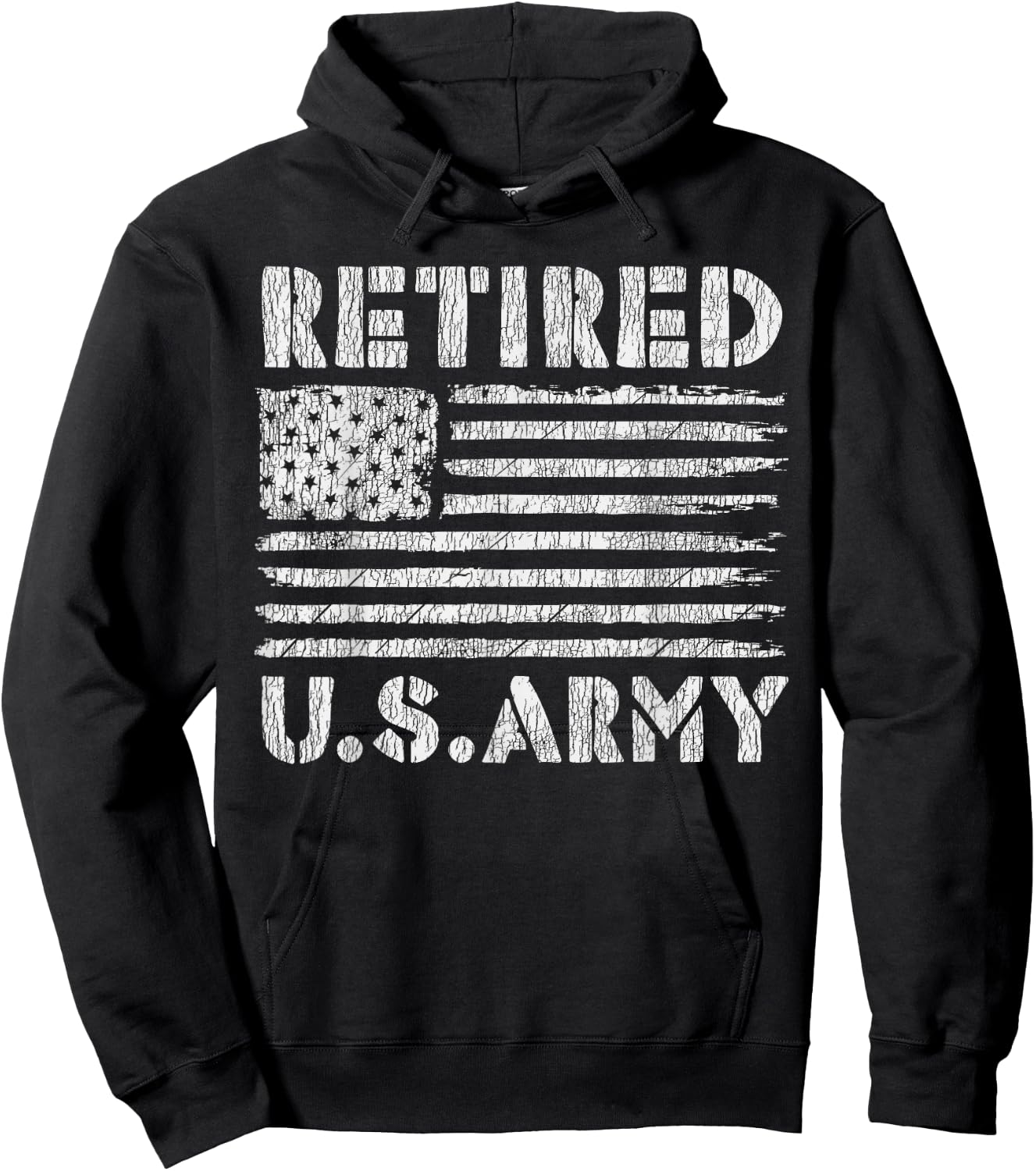 Vintage USA Flag Family Hero Proud Retired U.S Army Veteran Women Kids Men Hoodie - Hoodie | Black