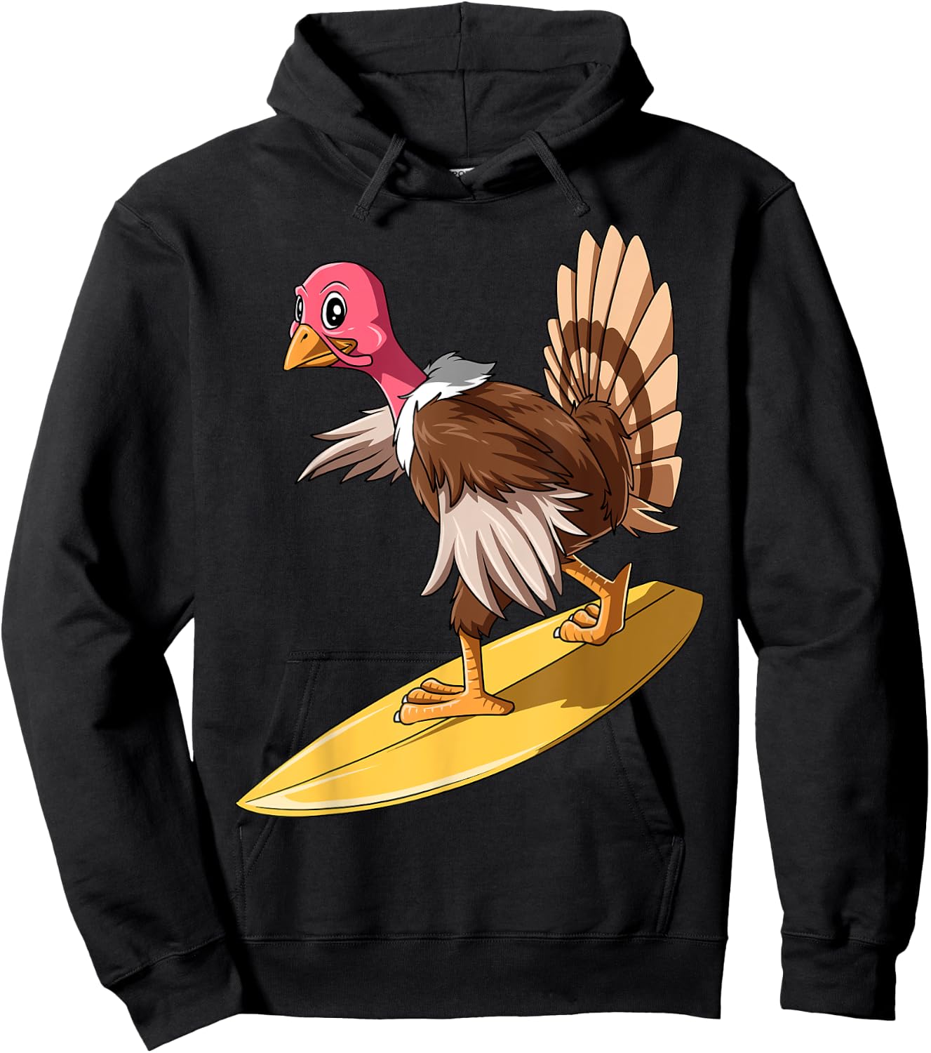 Turkey Surfing Thanksgiving Turkey Surf Turkey Surfboard Hoodie - Hoodie | Black