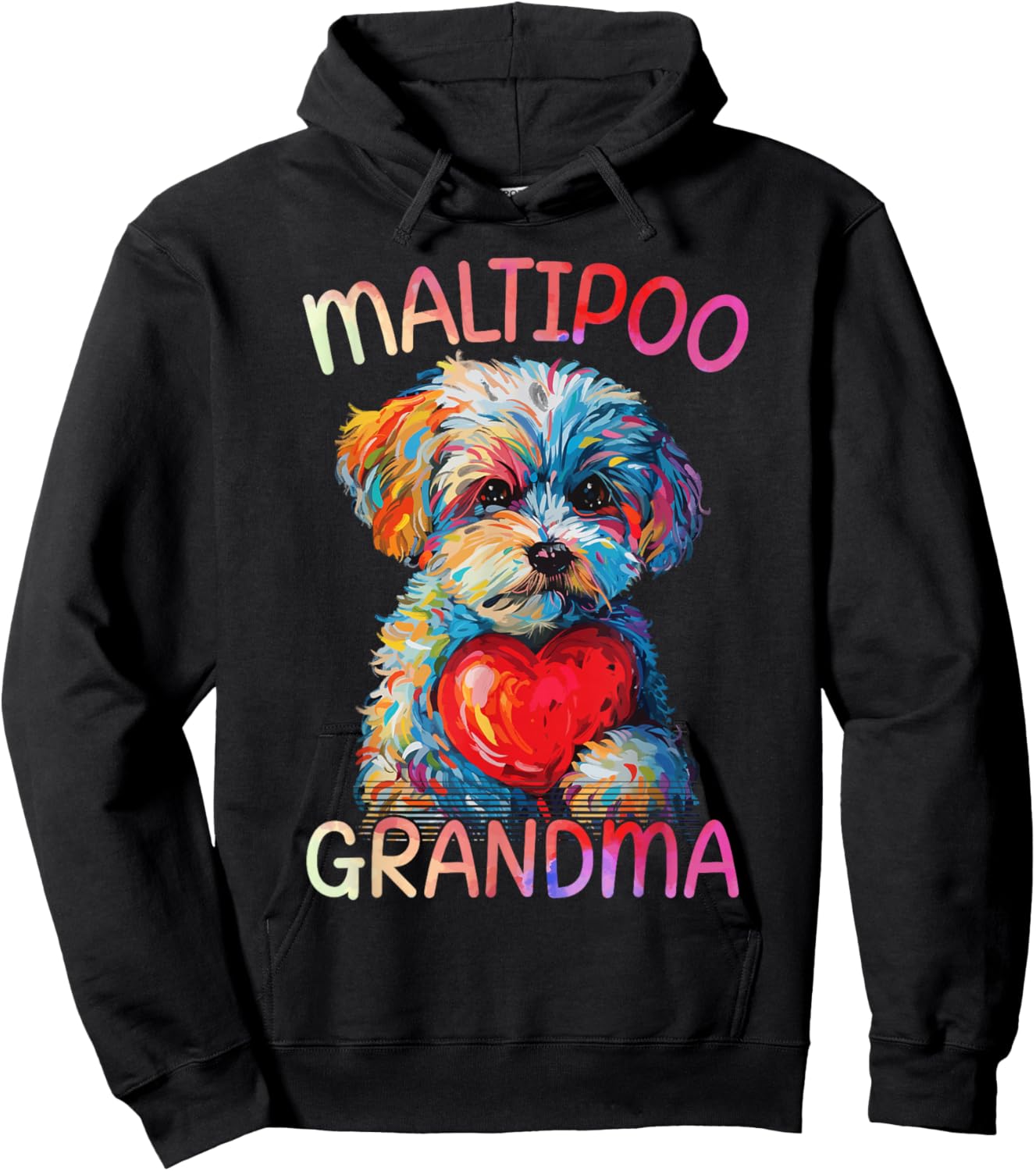 Maltipoo Dog Lovers Heart Pop Art Maltipoo Grandma Hoodie - Hoodie | Black