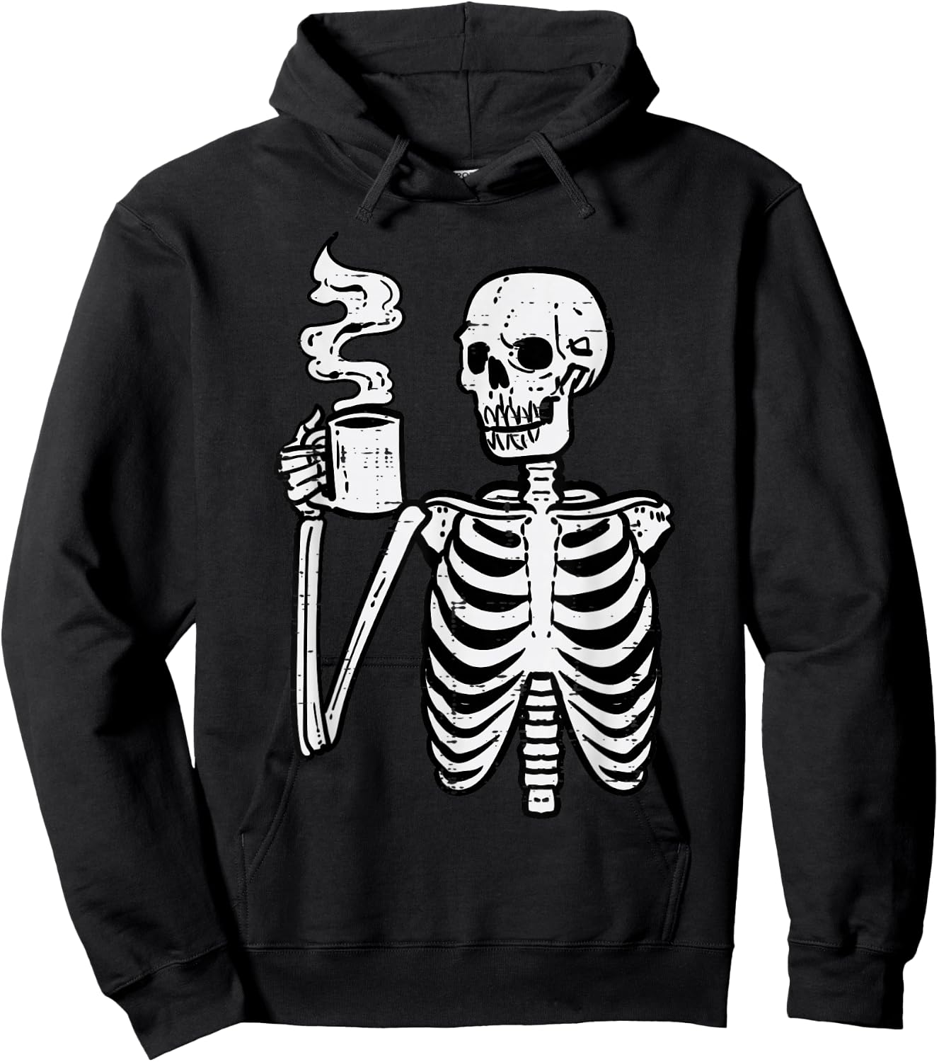 Halloween Skeleton Coffee Funny Costume Men Women Kids Boys Hoodie - Hoodie | Black