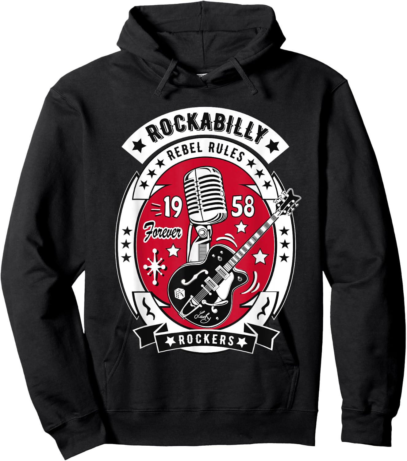1950s Sock Hop Dance Rock N Roll Shirt 50s Rockabilly Guitar Hoodie - Hoodie | Black