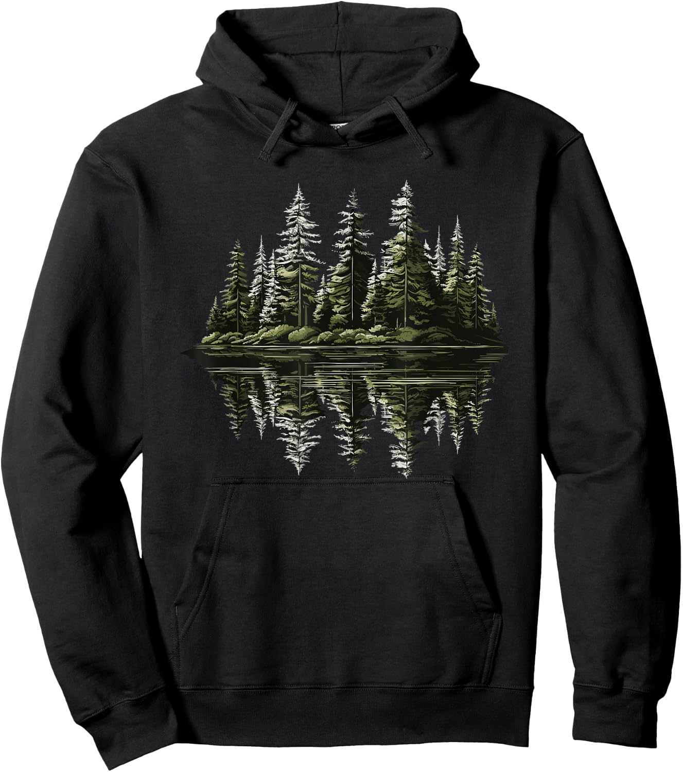 Mountain Landscape Reflection Forest Trees Outdoor Wildlife Hoodie - Hoodie | Black