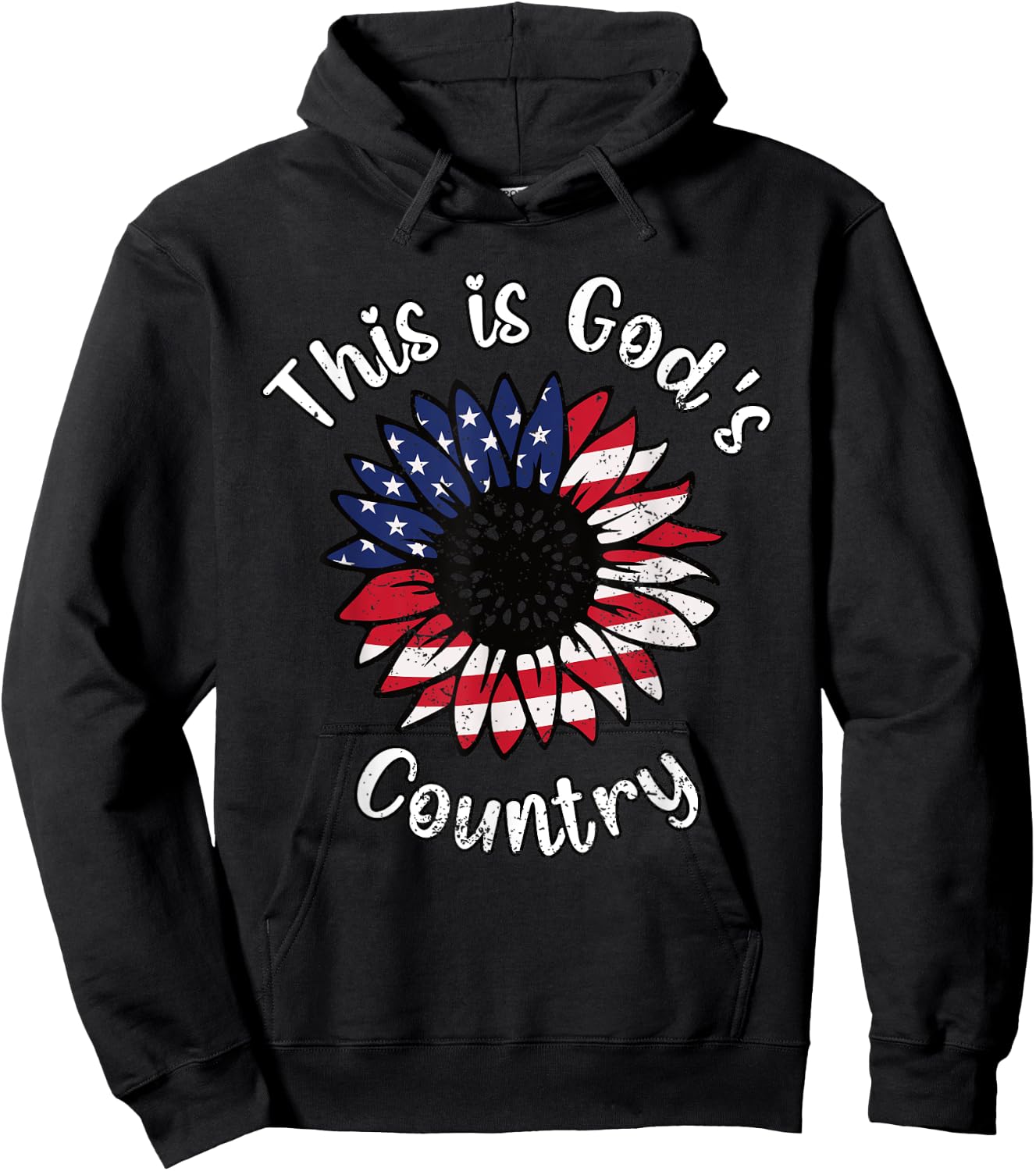 This Is God's USA Country Patriotic Christian Love Sunflower Women Girls Kids Men Hoodie - Hoodie | Black