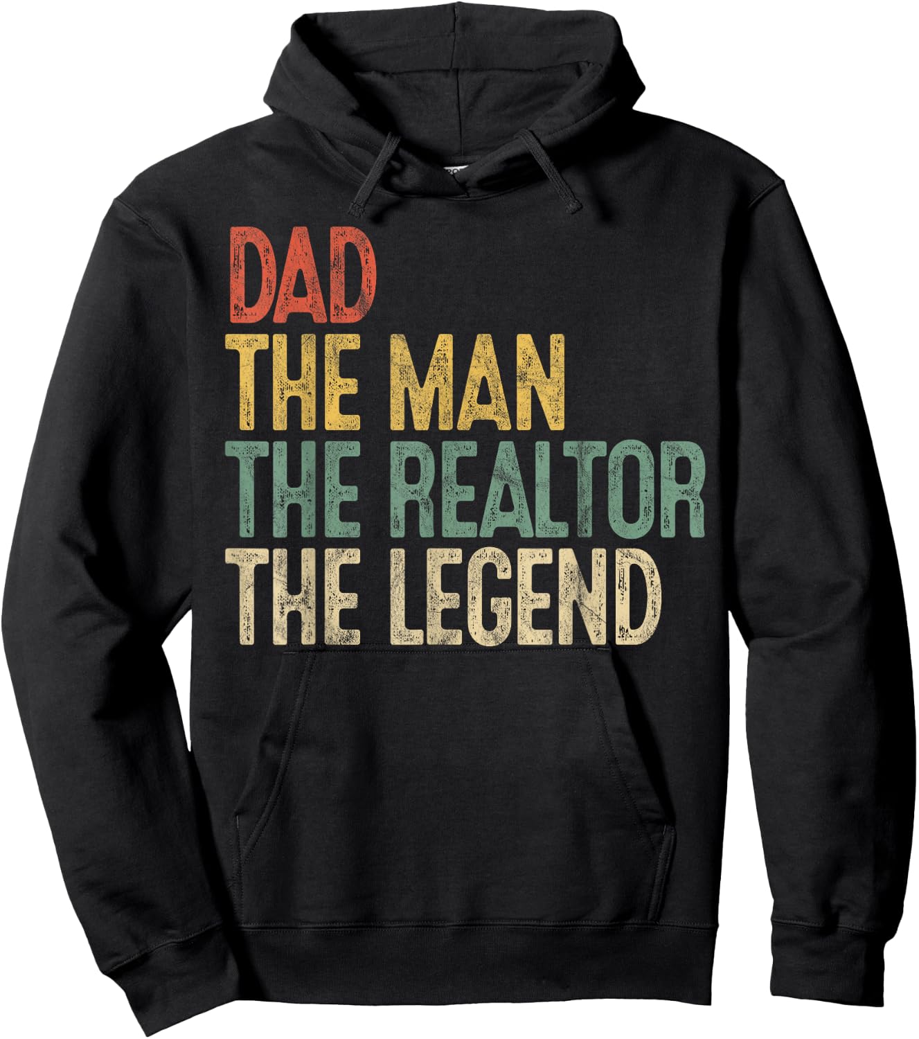 Vintage Dad Man Realtor Legend Gift Father Real Estate Agent Hoodie - Hoodie | Black