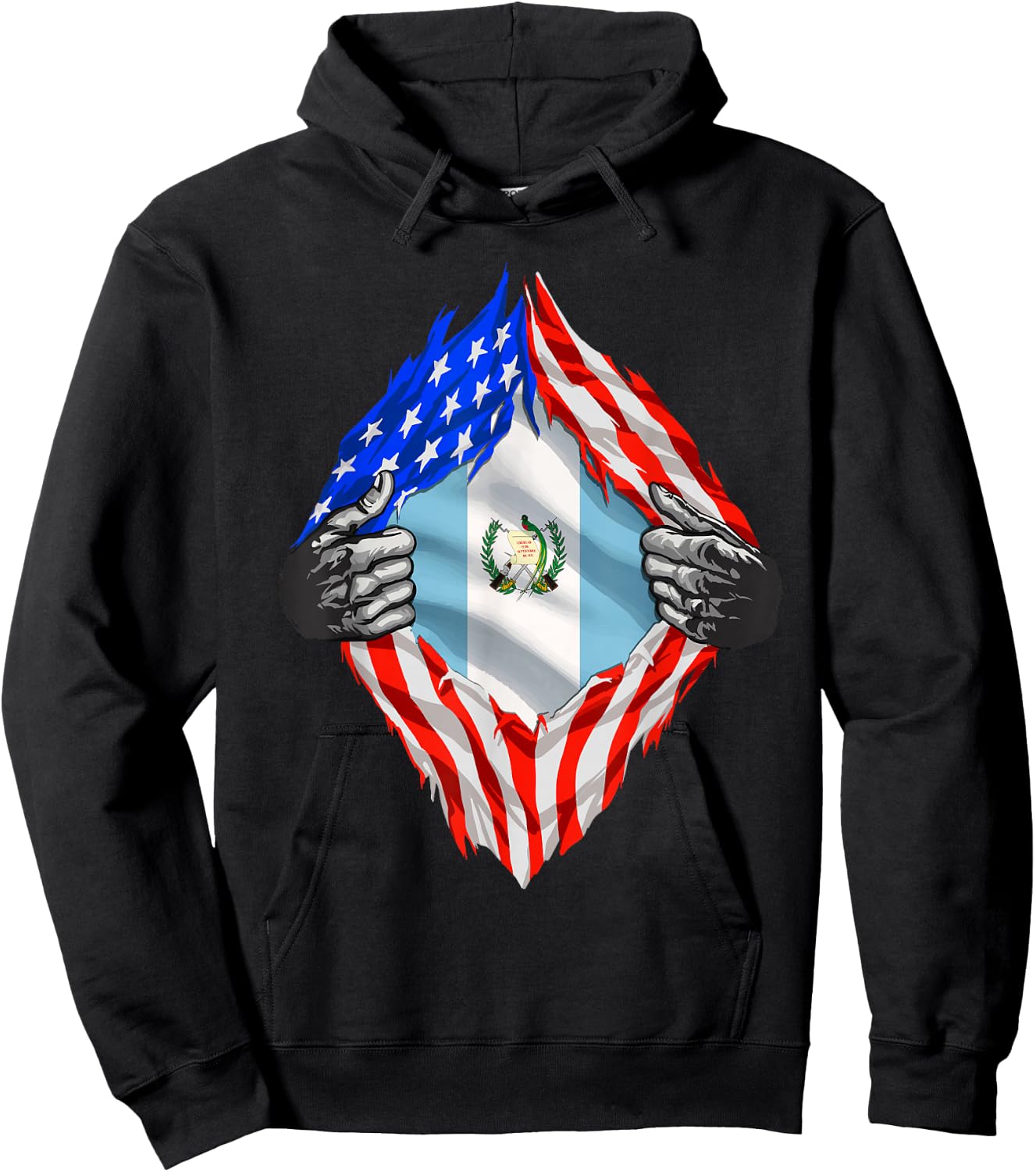 Guatemala Shirt Guatemala USA Flag Guatemalan American Roots Hoodie - Hoodie | Black