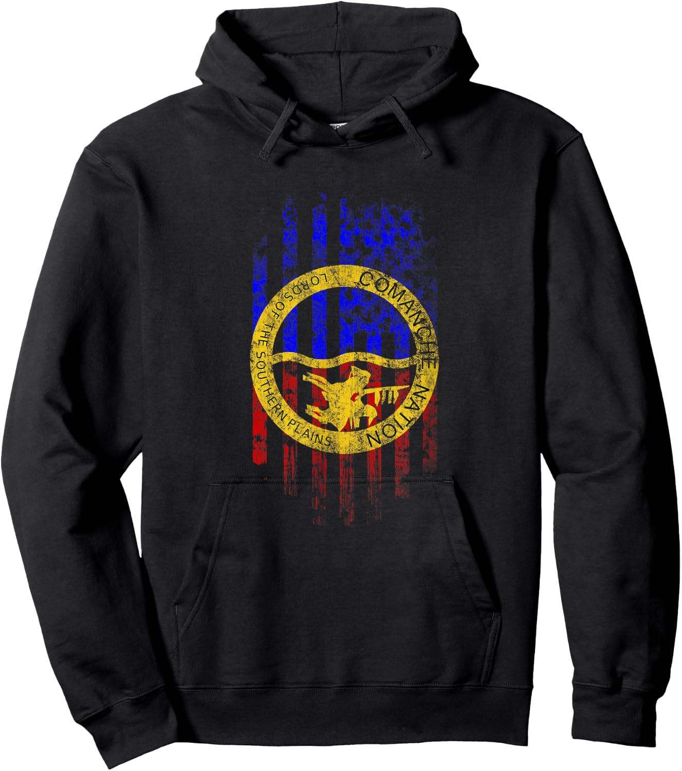 Comanche American Flag - Comanche Nation and USA Pride Hoodie - Hoodie | Black