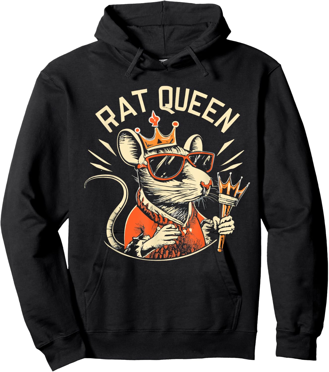 Funny Rat Lover Design About Rats Queen Wearing Crown Hoodie - Hoodie | Black
