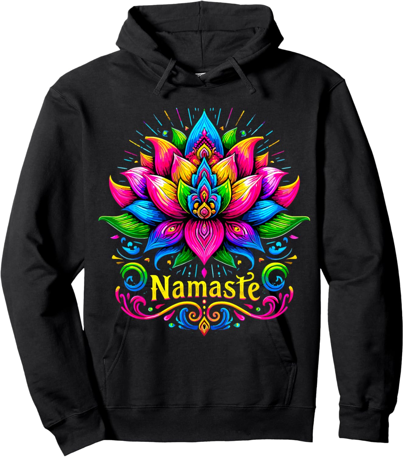 Namaste Lotus Flower Meditaton Hoodie - Hoodie | Black