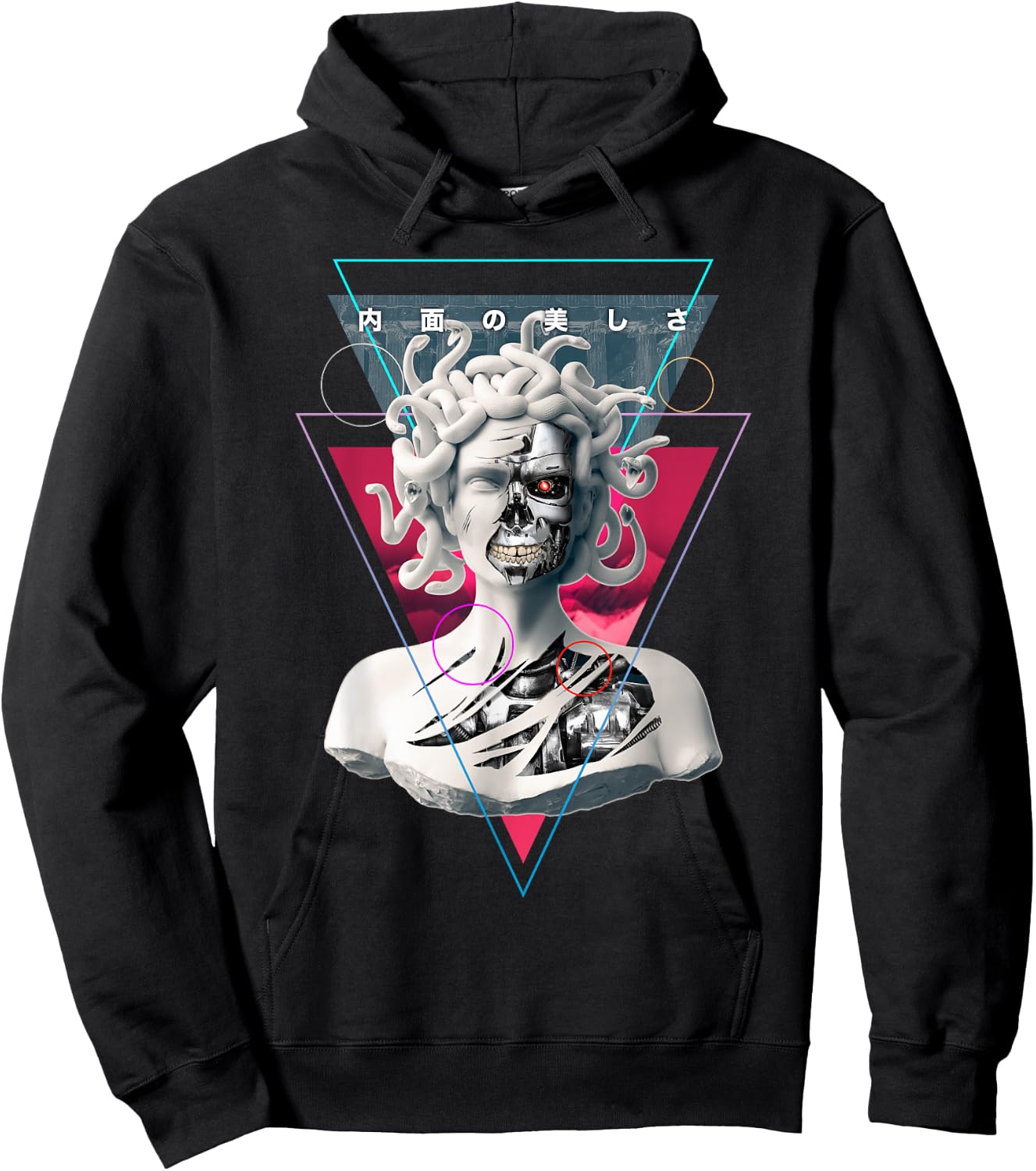 Vaporwave Cyborg Medusa Statue Aesthetic Art Japanese Otaku Hoodie - Hoodie | Black