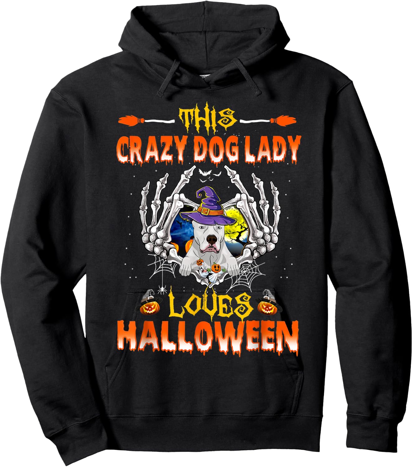 This Crazy Dog Lady Dogo Argentino Loves Halloween Hoodie - Hoodie | Black