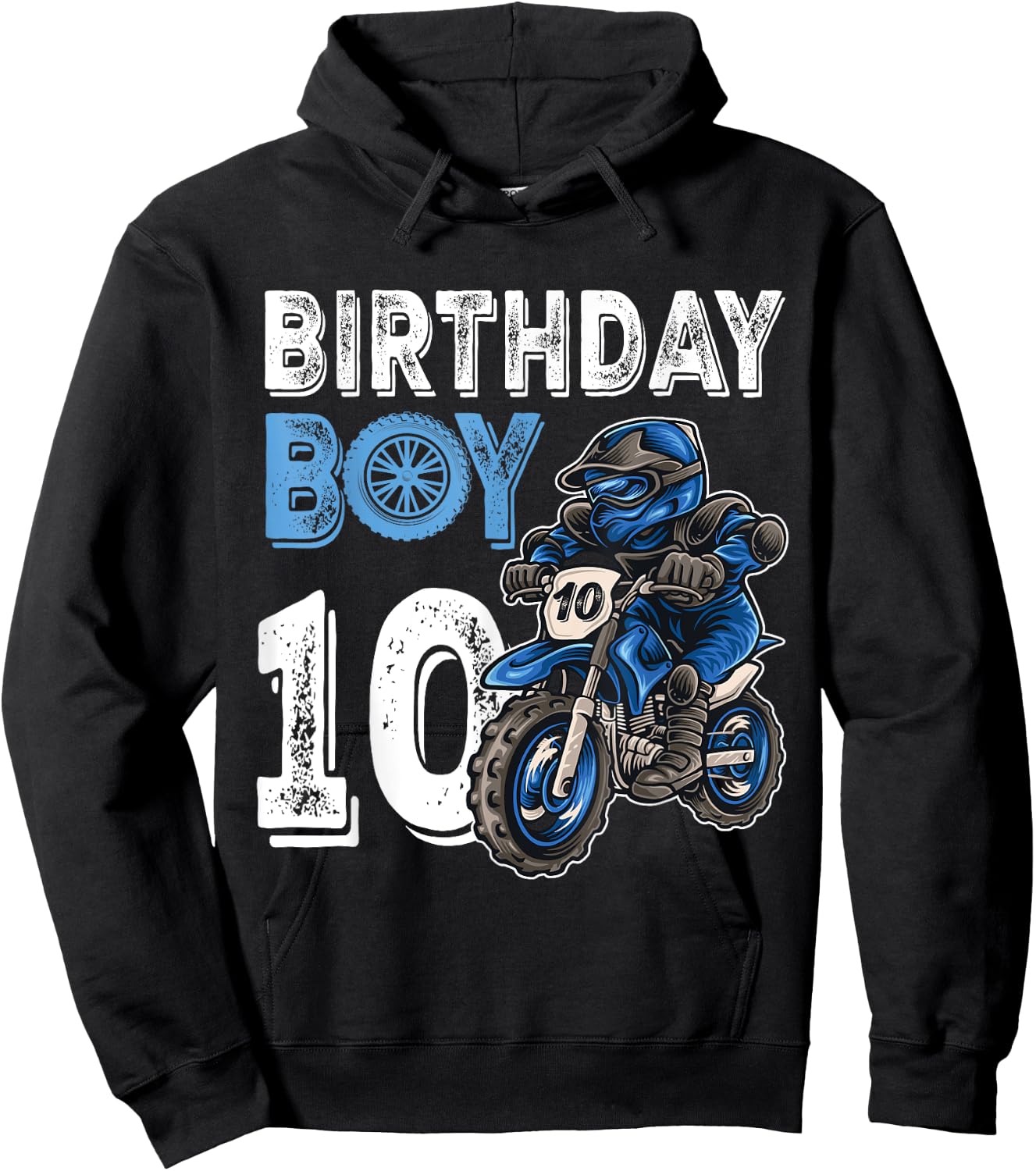 Motocross MX 10th Gift 10 Year Old Dirt Bike Birthday Party Hoodie - Hoodie | Black