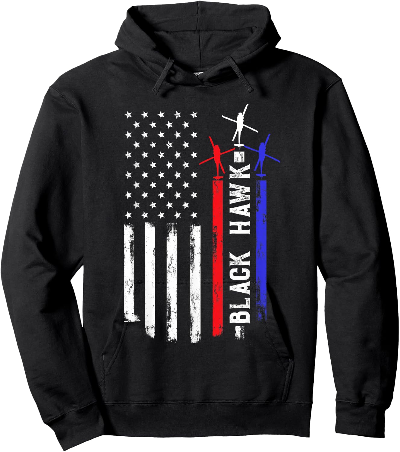 Patriotic USA Flag Military Helicopter UH-60 Black Hawk Hoodie - Hoodie | Black