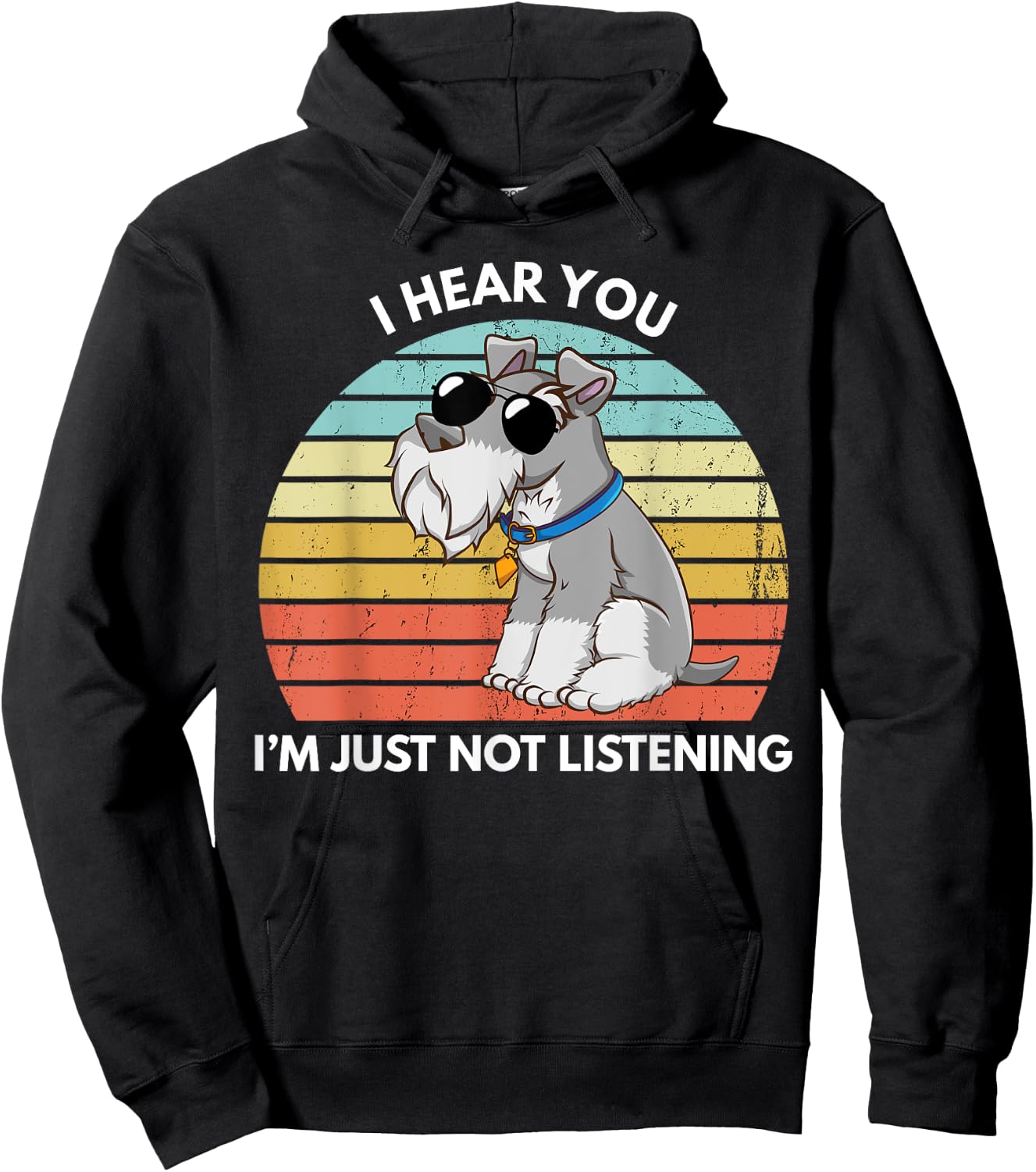 FoxioStar Miniature Schnauzer Gifts I Hear You I'm Just Not Listening Funny Black Cotton Polyester Hoodie - Hoodie | Black