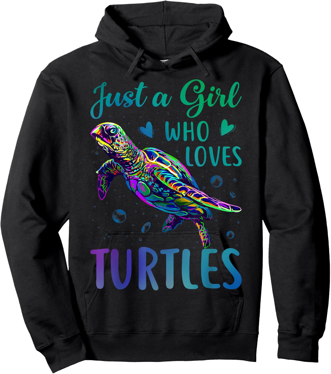 Just A Girl Who Loves Turtles Watercolor Sea Ocean Gift Hoodie - Hoodie | Black