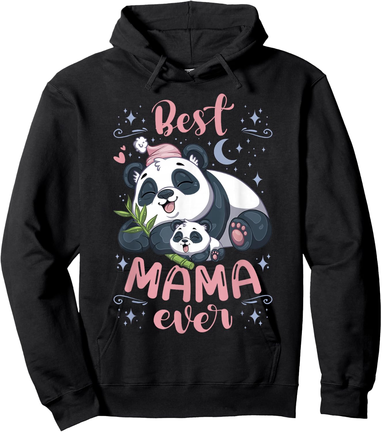 Best Mama Ever, Panda Bear Mother with Cub, Mother's Day Hoodie - Hoodie | Black