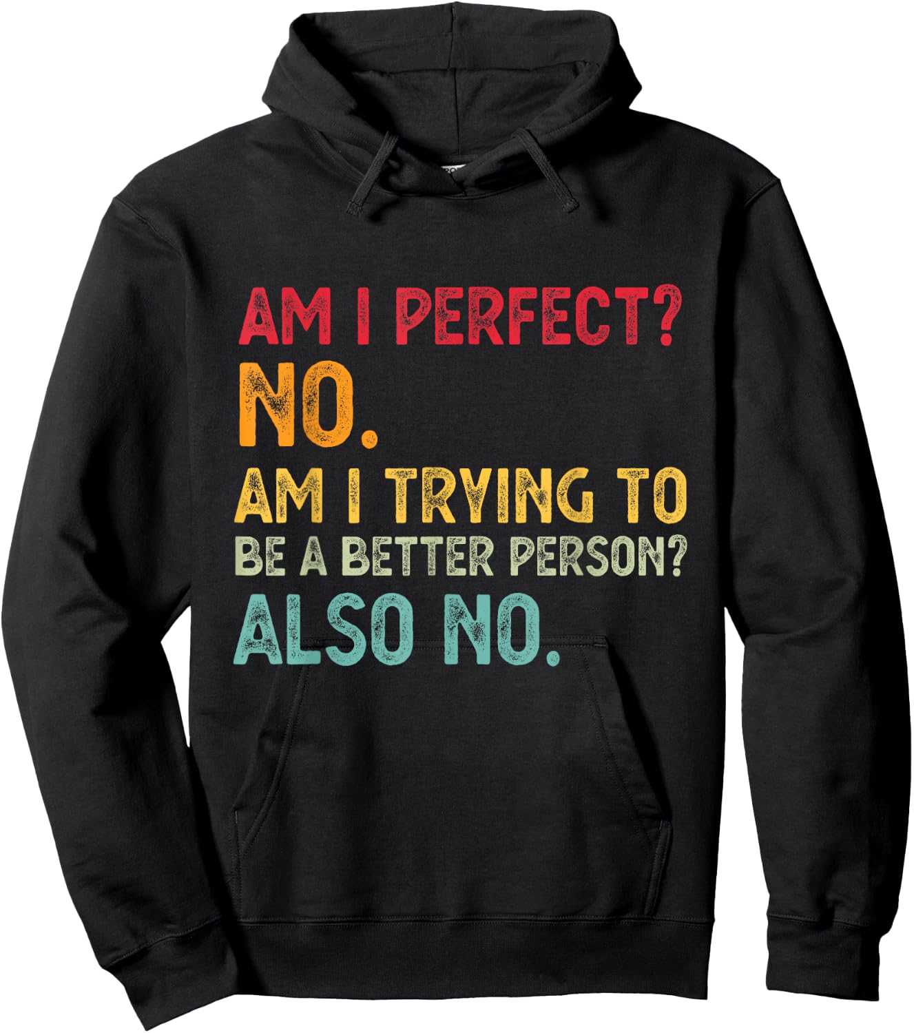 Am I Perfect? No. Am I Trying To Be A Better Person Funny Hoodie - Hoodie | Black