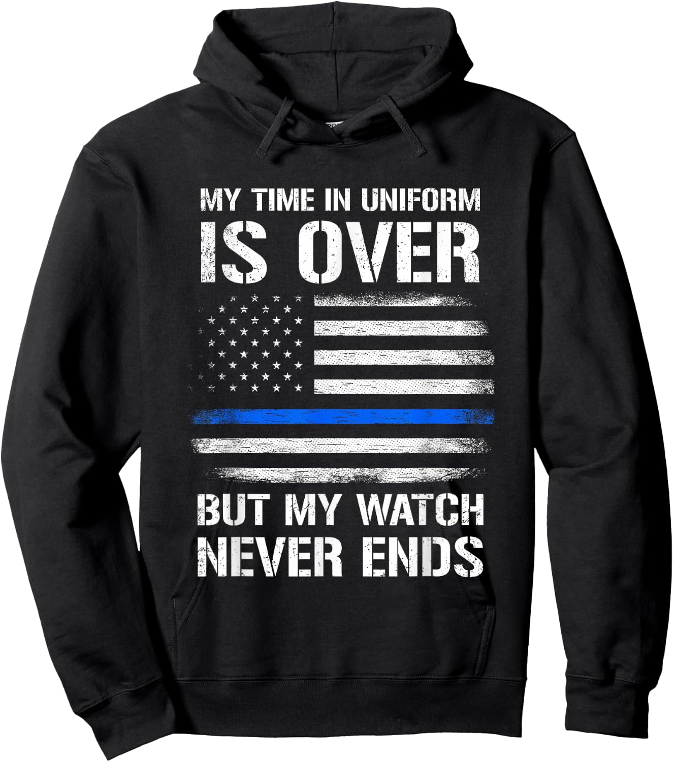 Retired Police Officer Gifts Thin Blue Line Hoodie - Hoodie | Black
