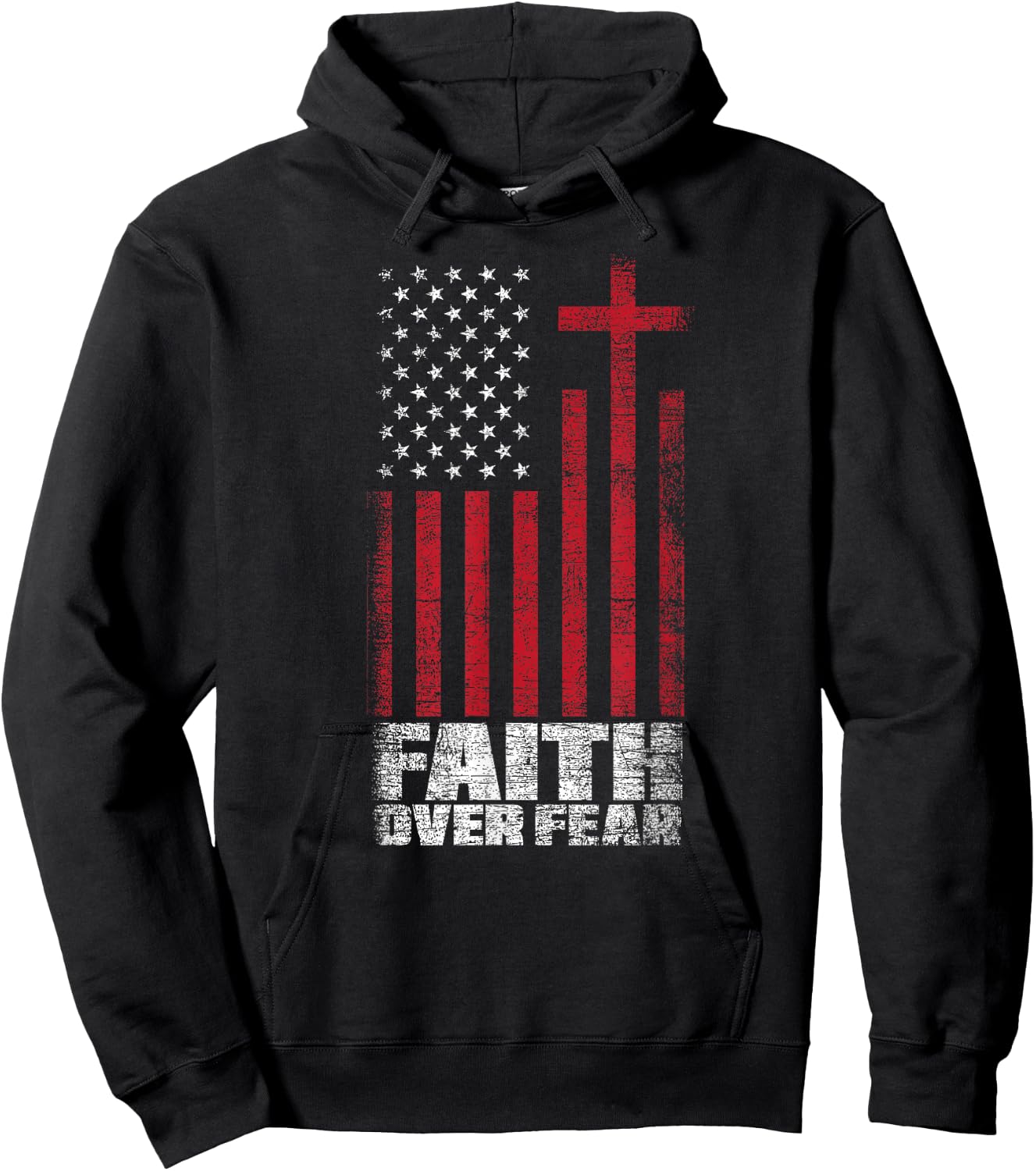 America Pride Faith Over Fear USA Flag Prayer Hoodie - Hoodie | Black