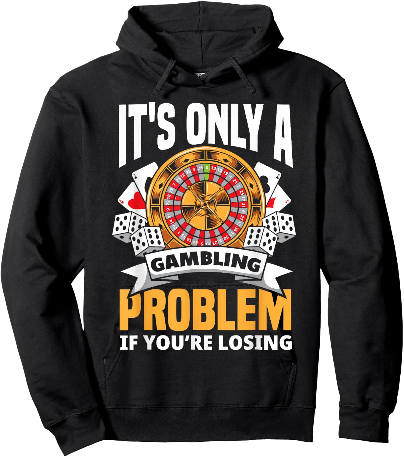 Funny Gambler Roulette Slot Machine Casino Vegas Gambling Hoodie - Hoodie | Black