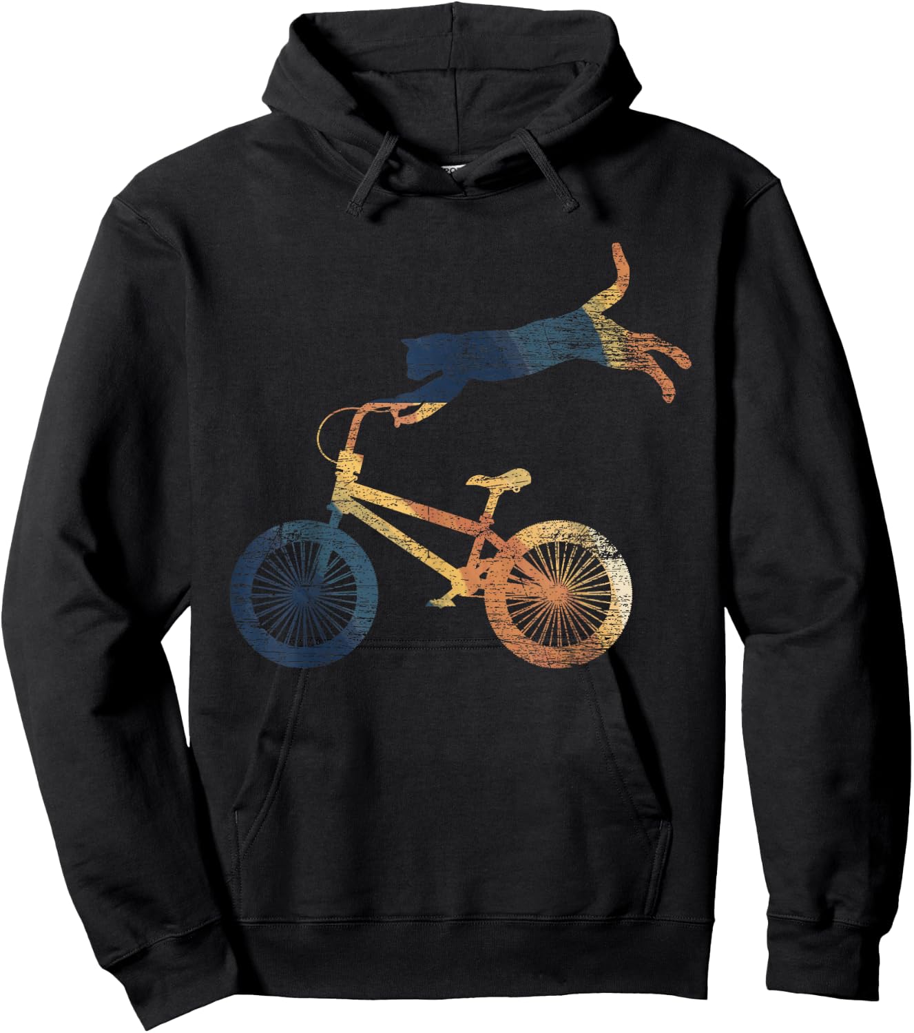 Retro Cat Funny Animal Lover Gift Cyclist BMX Pet Bicycle Hoodie - Hoodie | Black