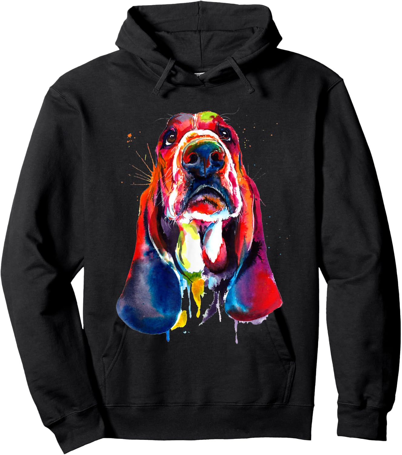 Basset Hound Artistic Funny Dog Cute Sweet Gift Birthday Women Kids Hoodie - Hoodie | Black