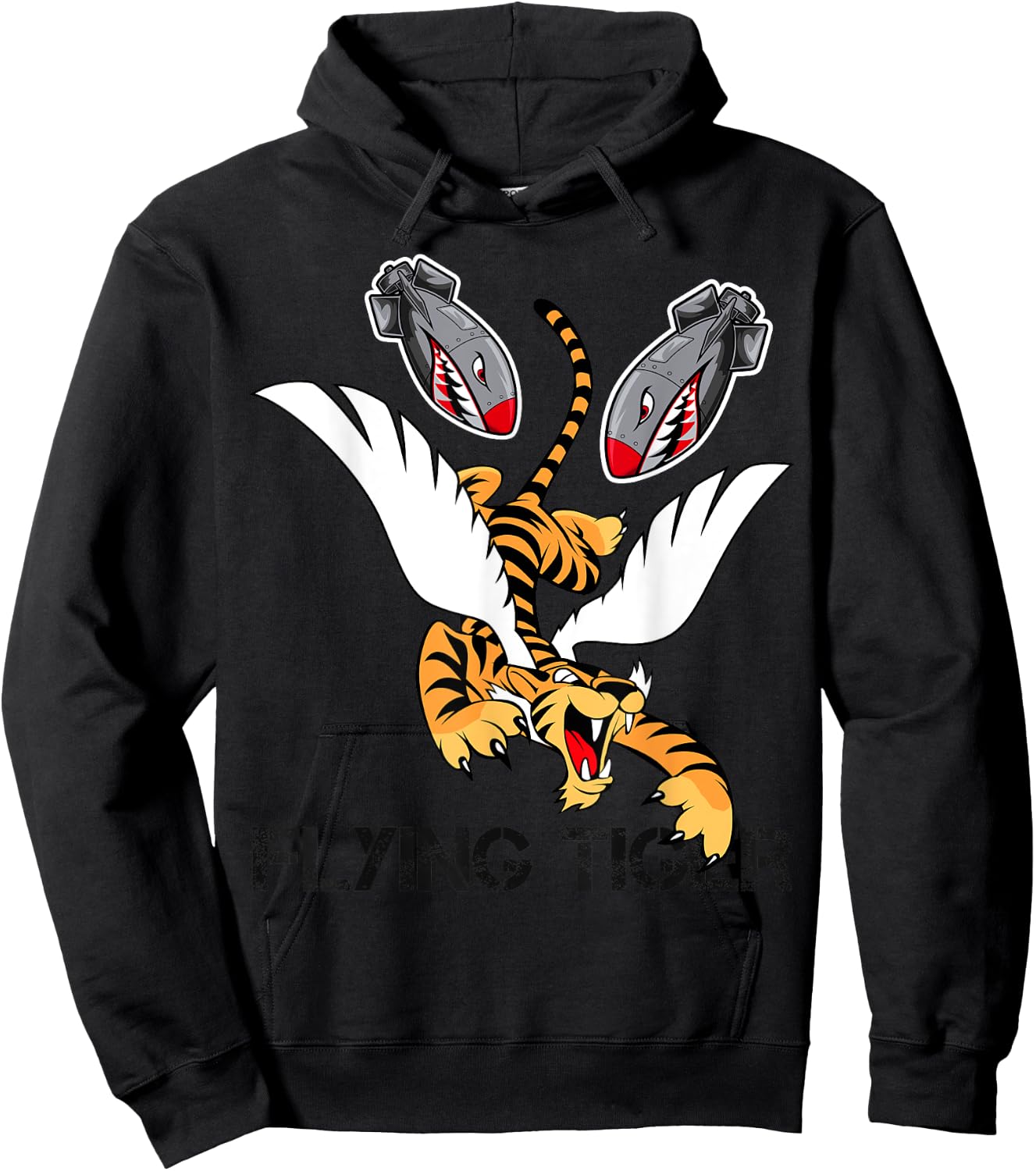 Funny Cool Tiger Flying Novelty Graphic & Cool Designs Hoodie - Hoodie | Black