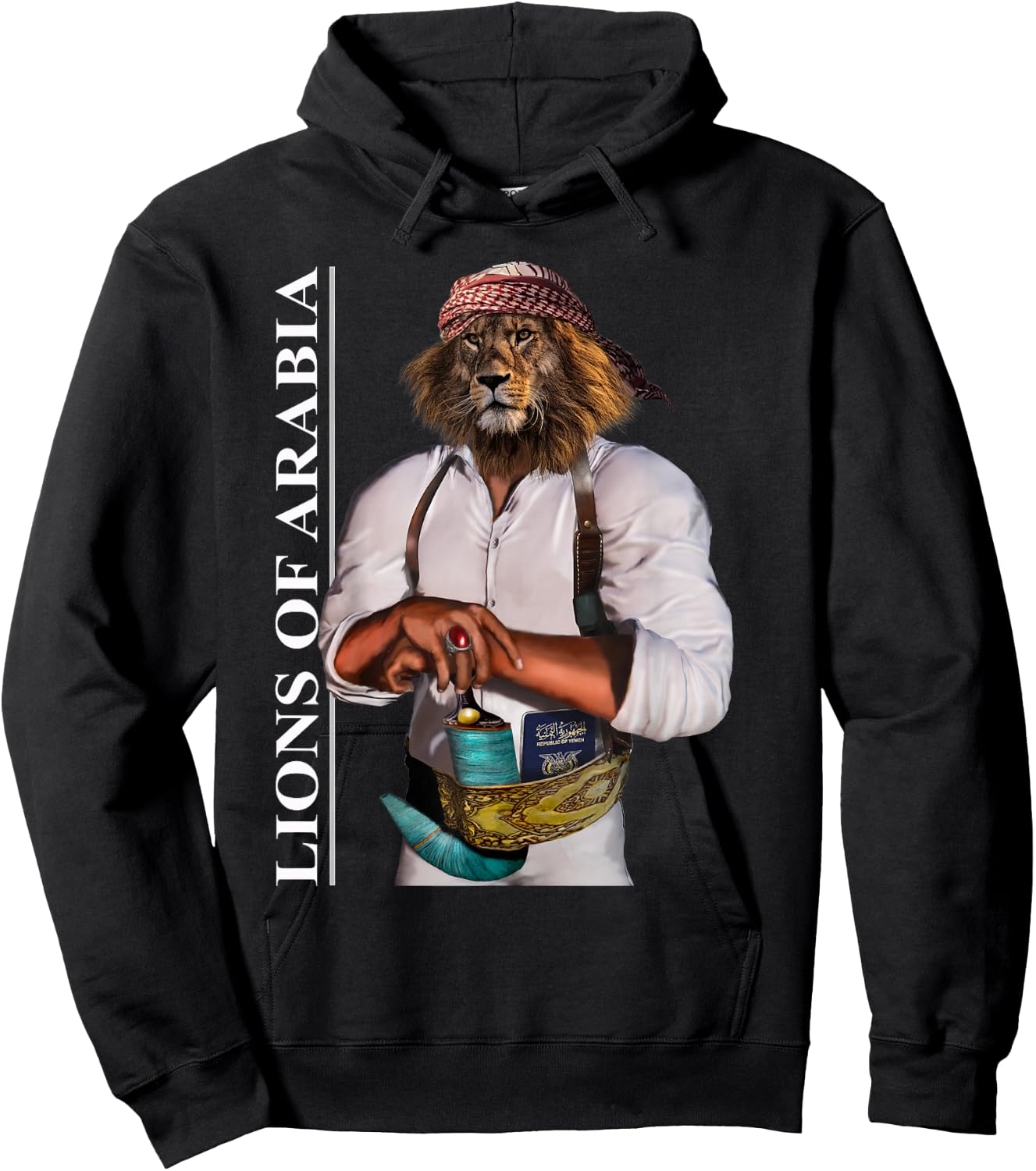 Lions Of Arabia Yemeni Style Hoodie - Hoodie | Black