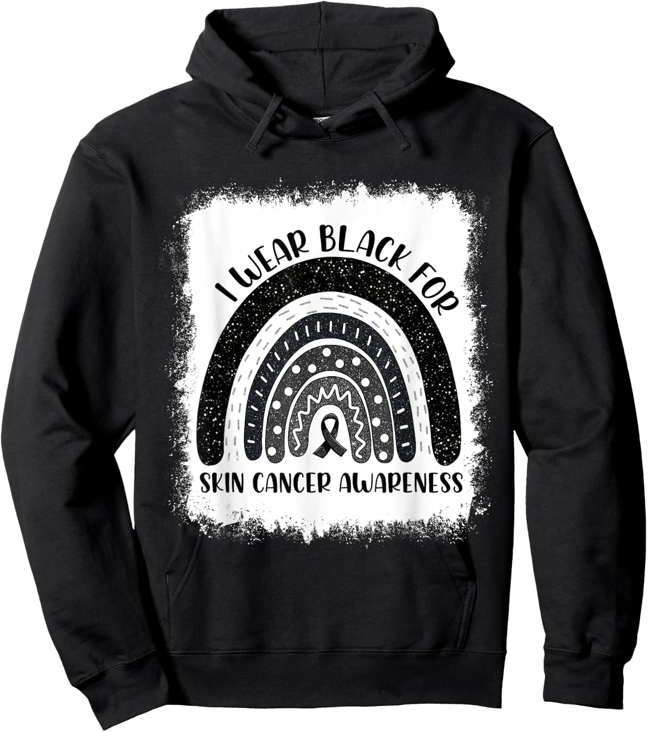 Rainbow I Wear Black For Skin Cancer Awareness Month Hoodie - Hoodie | Black