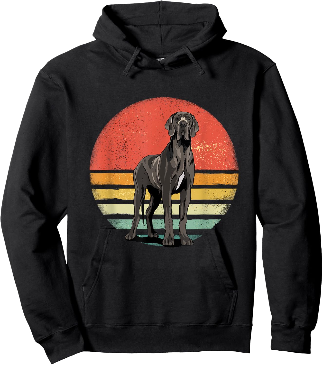 Great Dane Shirt Retro Mastiff Dog Lover Great Dane Mom Dad Women Kids Hoodie - Hoodie | Black