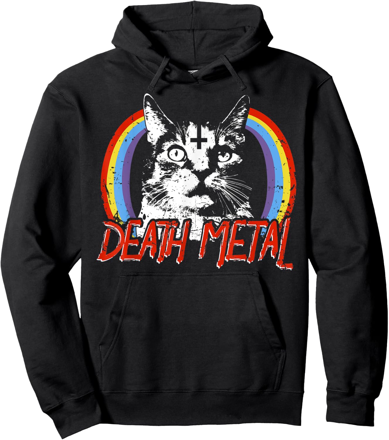 Heavy Satanic Cat Rainbow Gothic design Men Women Hoodie - Hoodie | Black