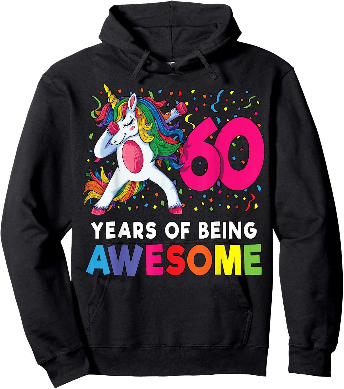 60th Birthday Unicorn Women Party Gift Hoodie - Hoodie | Black