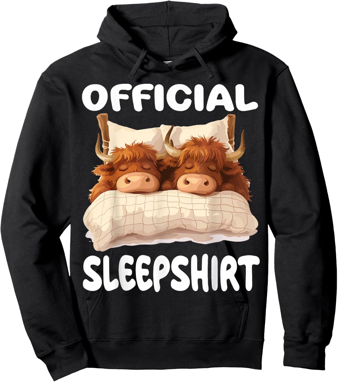 Scottish Highland Cow Official Sleepshirt Pajamas Nightgown Hoodie - Hoodie | Black