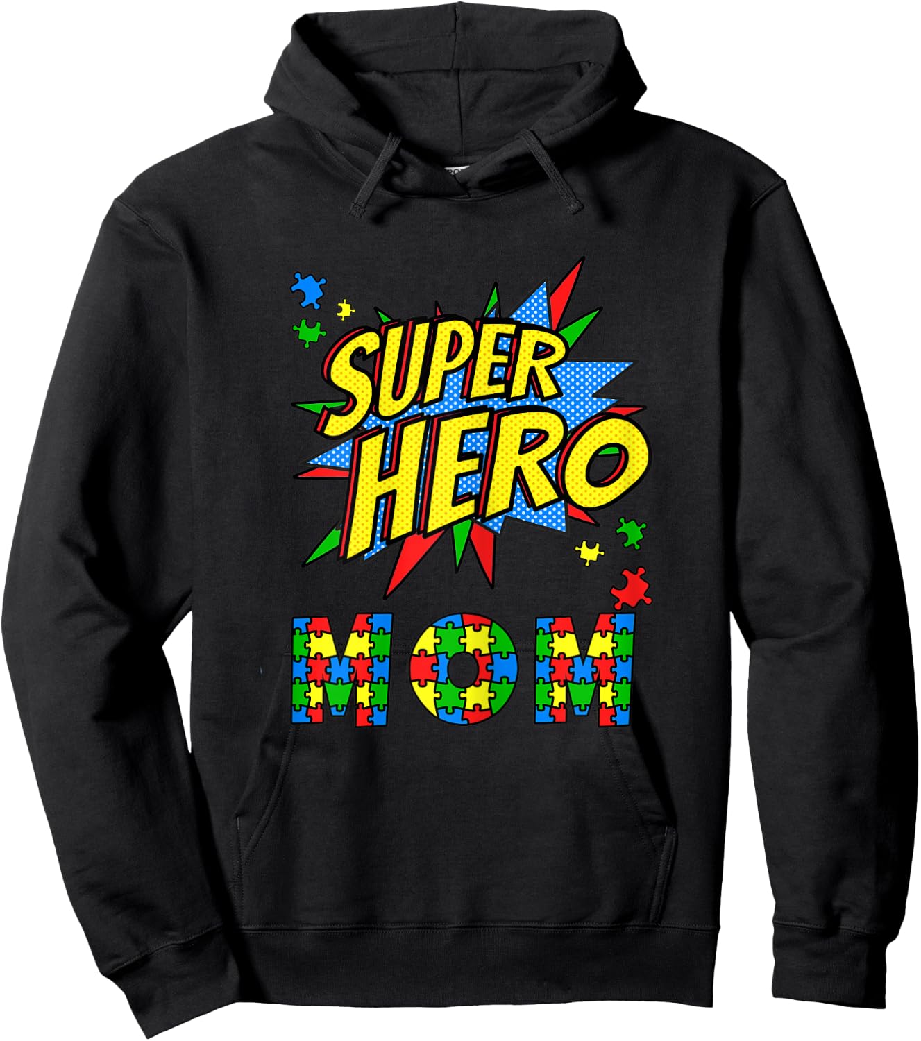 Autism Awareness for Super Hero Mom Blue April Autistic Kids Hoodie - Hoodie | Black