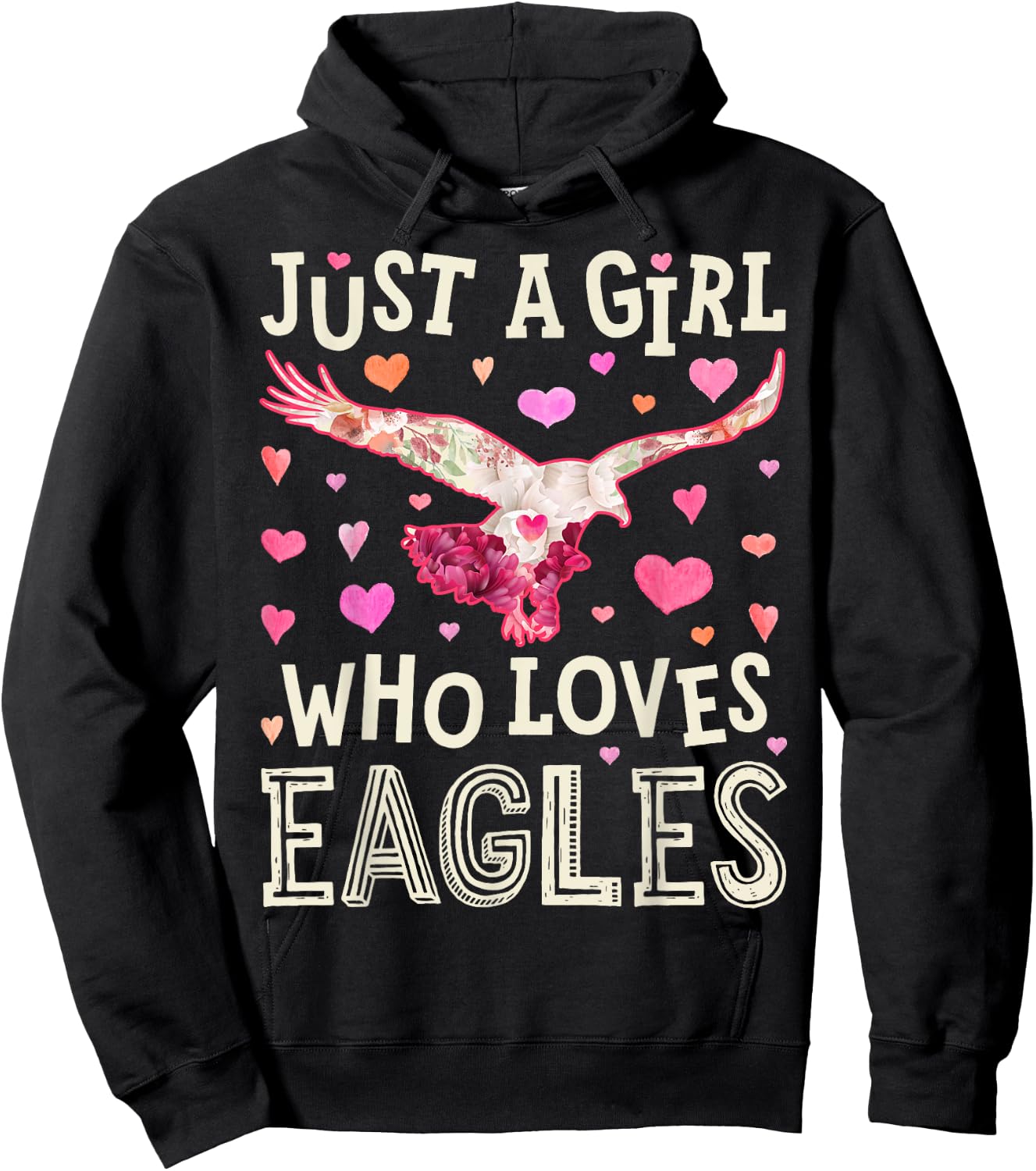 Eagle Just A Girl Who Loves Eagles Flowers Women Bird Floral Hoodie - Hoodie | Black