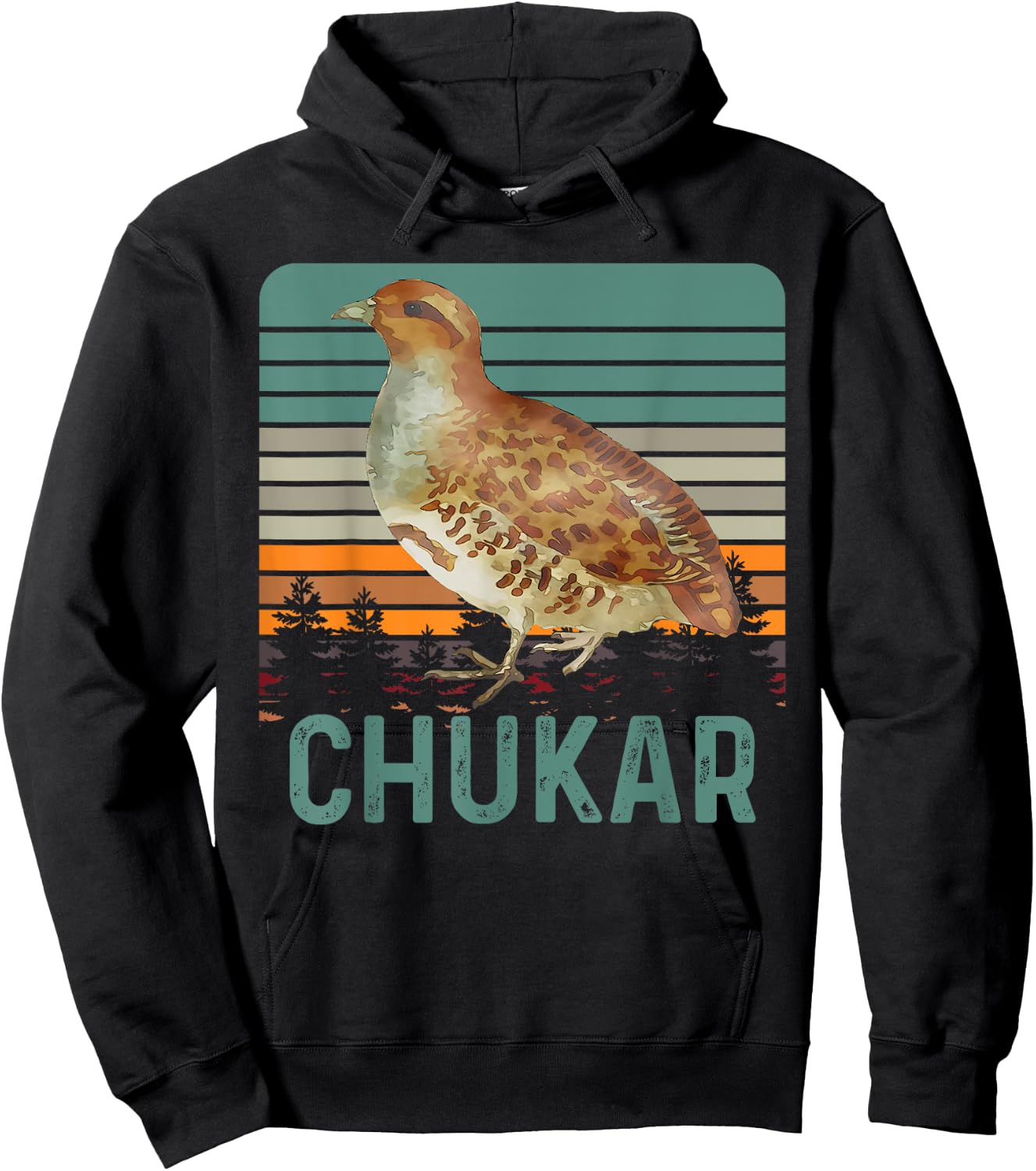 Funny Chukar Retro Vintage Funny Hunting Hoodie - Hoodie | Black