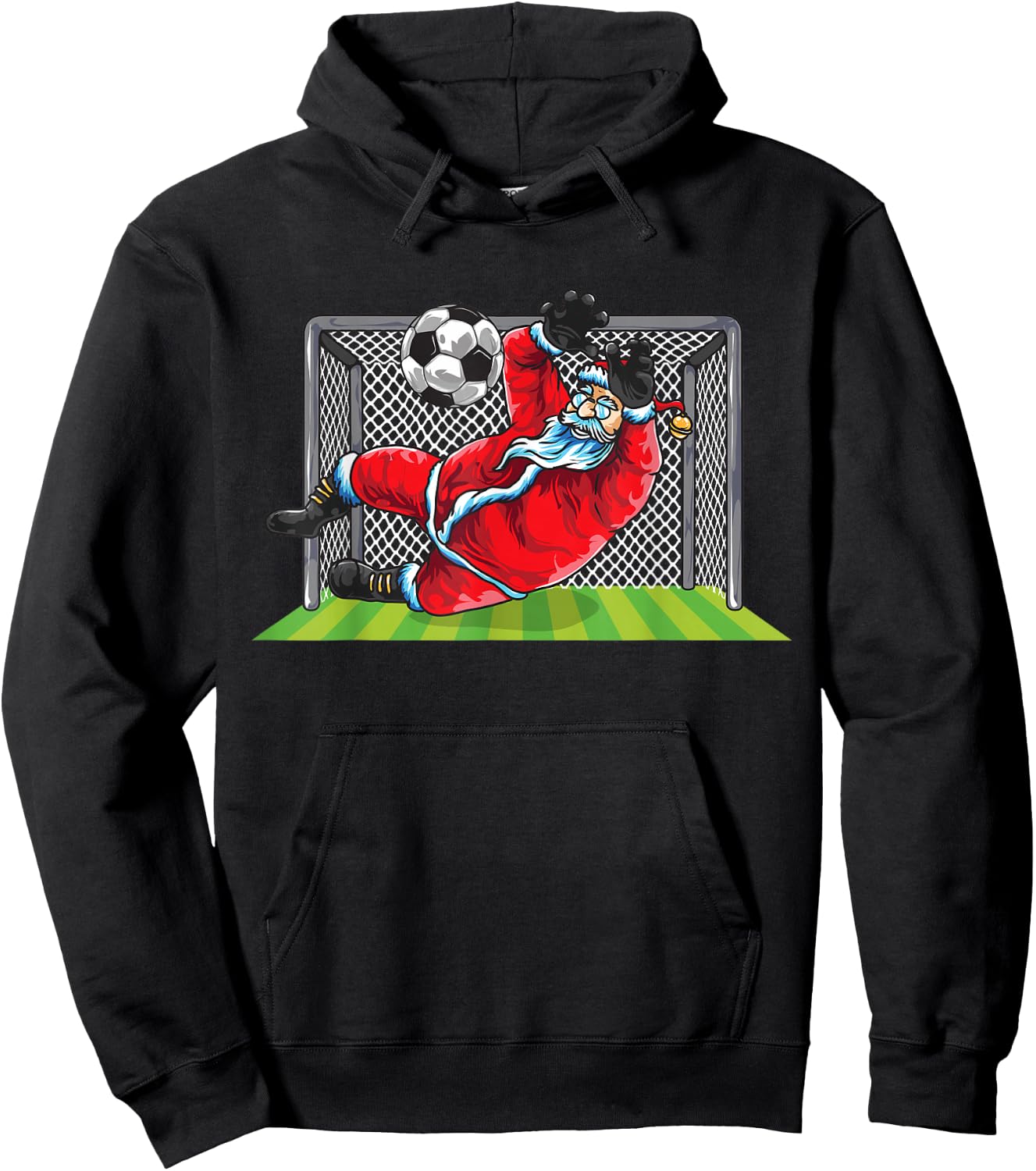 Soccer Goalie Santa Claus Christmas Sports Kids Boys Youth Hoodie - Hoodie | Black