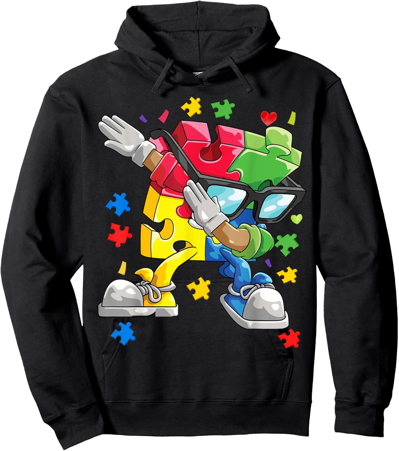 Autism Awareness Dabbing Puzzle Piece Kids Gift Boys 2024 Hoodie - Hoodie | Black