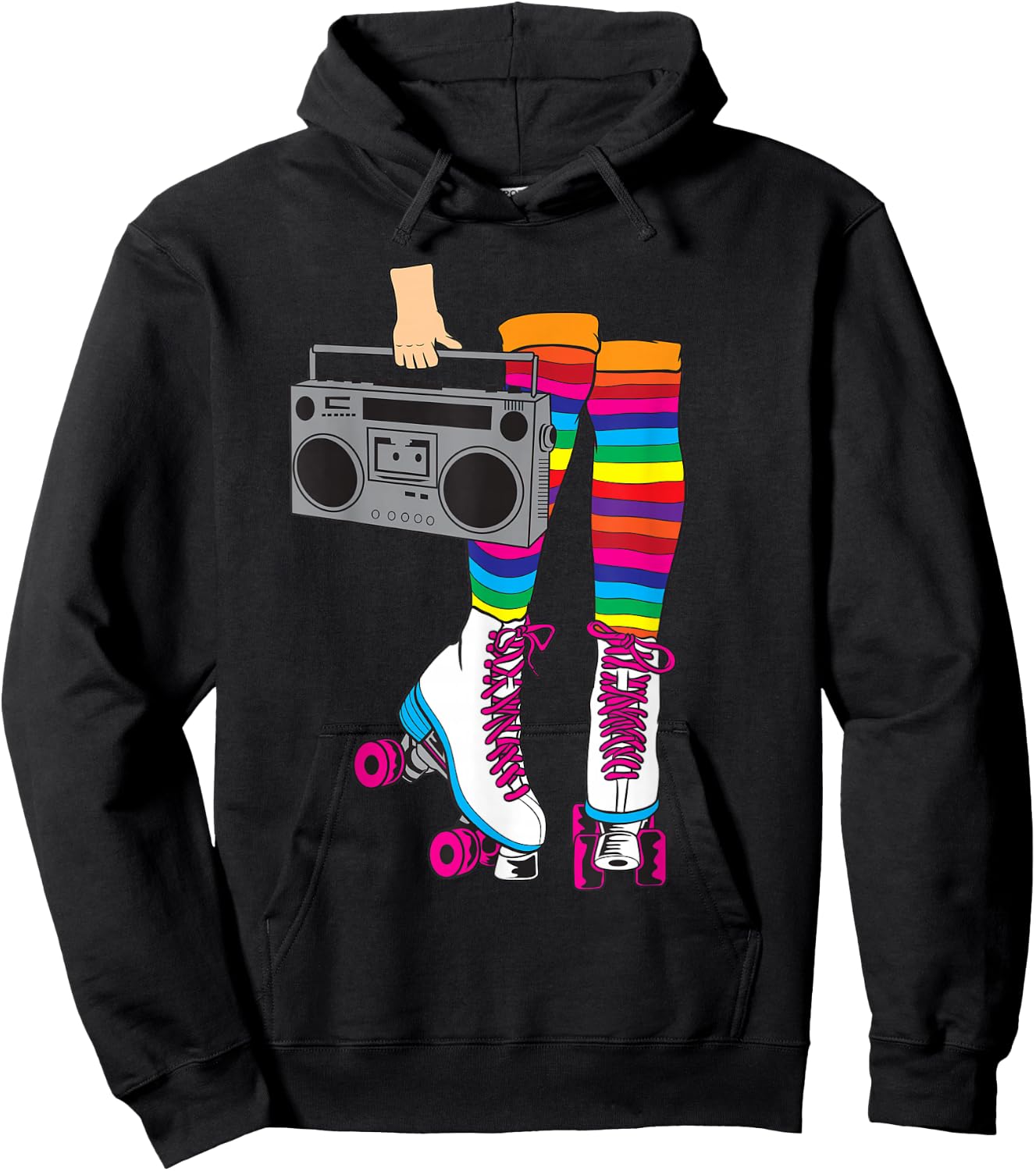 Retro Rollerskates Funny 80's Roller Disco Skating Girl Gift Hoodie - Hoodie | Black