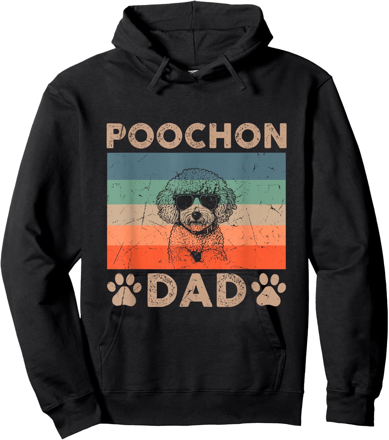 Vintage Poochon Dad Gifts Funny Dog Dad Lover Father's Day Hoodie - Hoodie | Black
