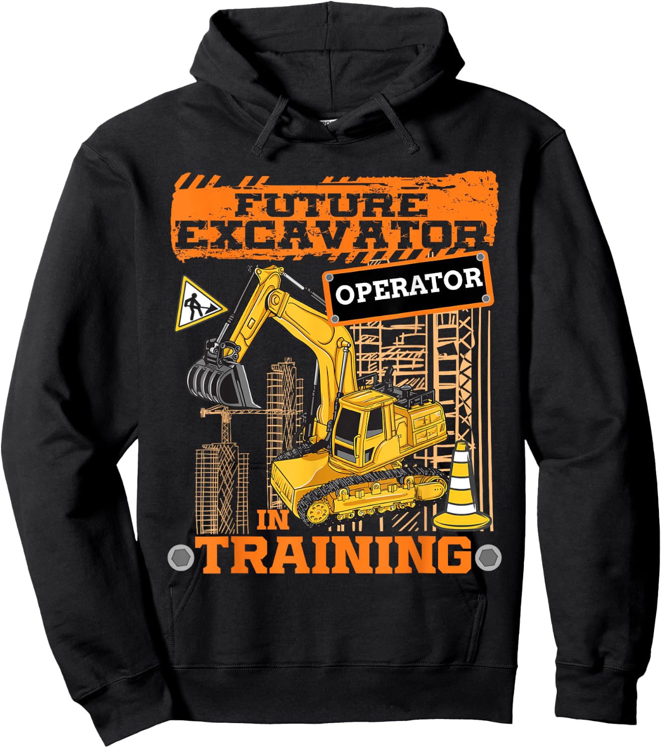 Construction Vehicle Excavator Boys Hoodie - Hoodie | Black