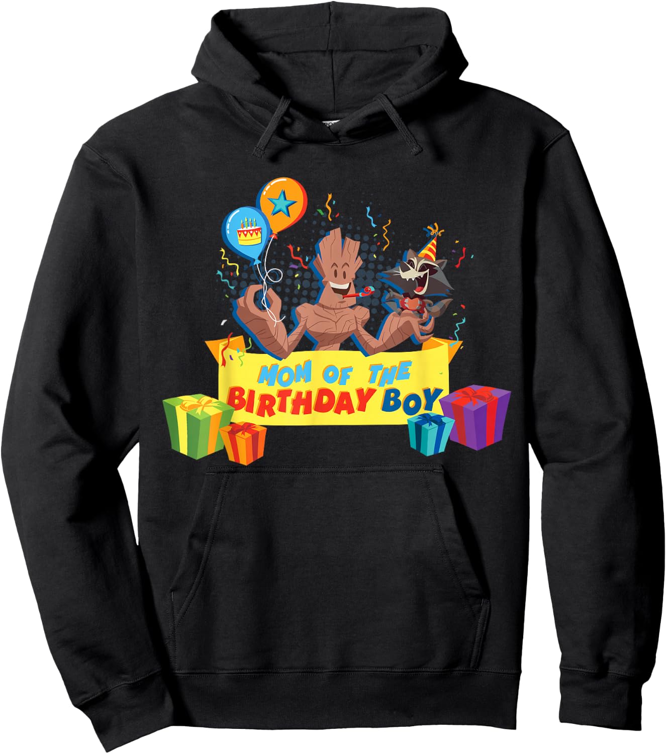Marvel Rocket & Groot Family Party Mom of the Birthday Boy Hoodie - Hoodie | Black