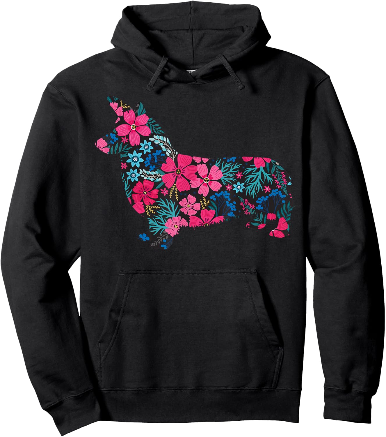 Corgi Floral Gift Corgi Lover Men Women Hoodie - Hoodie | Black